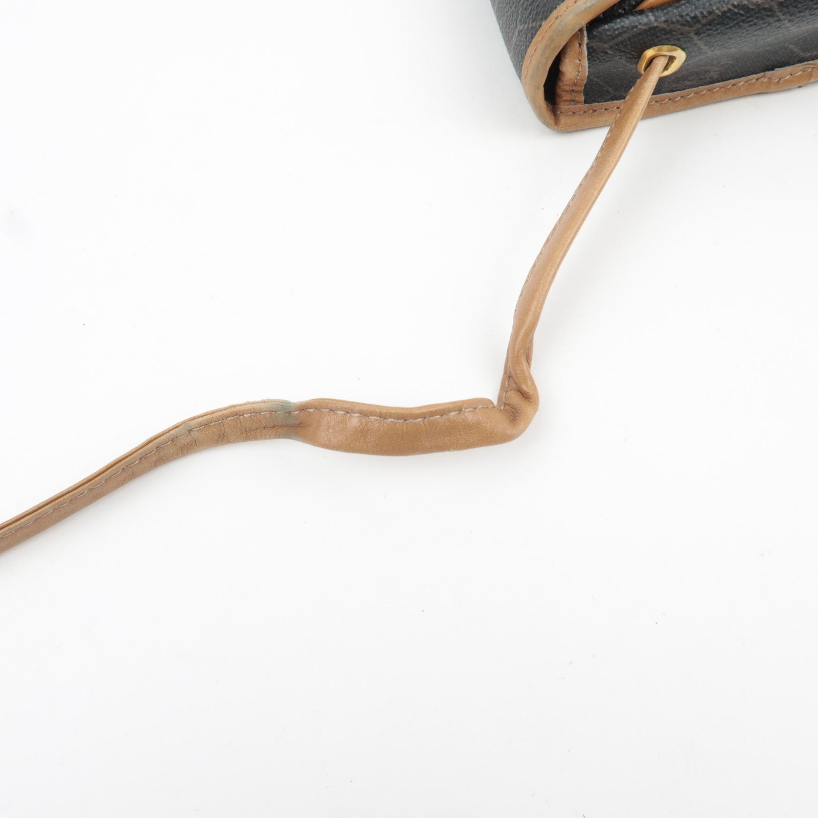 Christian Dior Honeycomb Shoulder Bag PVC Leather Black Brown