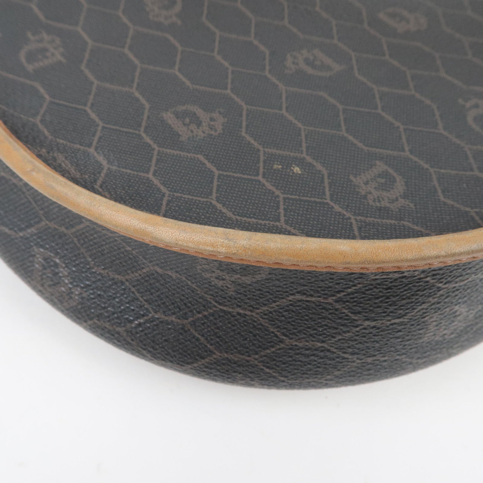 Christian Dior Honeycomb Shoulder Bag PVC Leather Black Brown