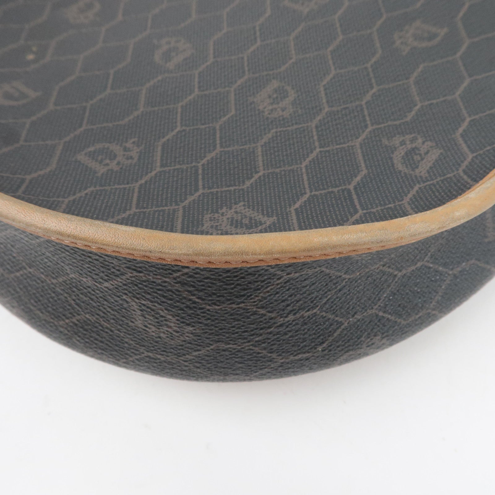 Christian Dior Honeycomb Shoulder Bag PVC Leather Black Brown