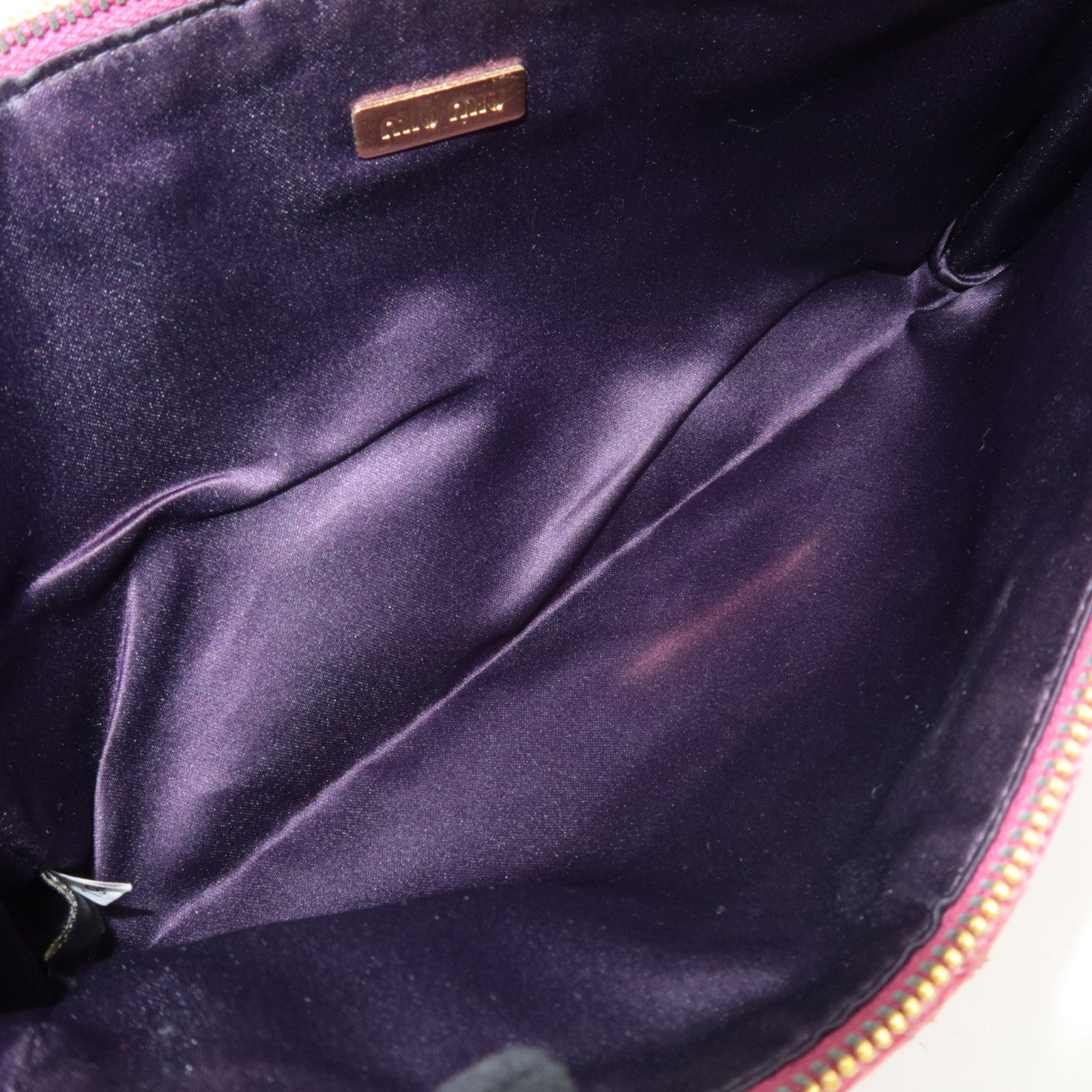 MIU MIU Embossed Clutch Bag Pouch Leather Pink