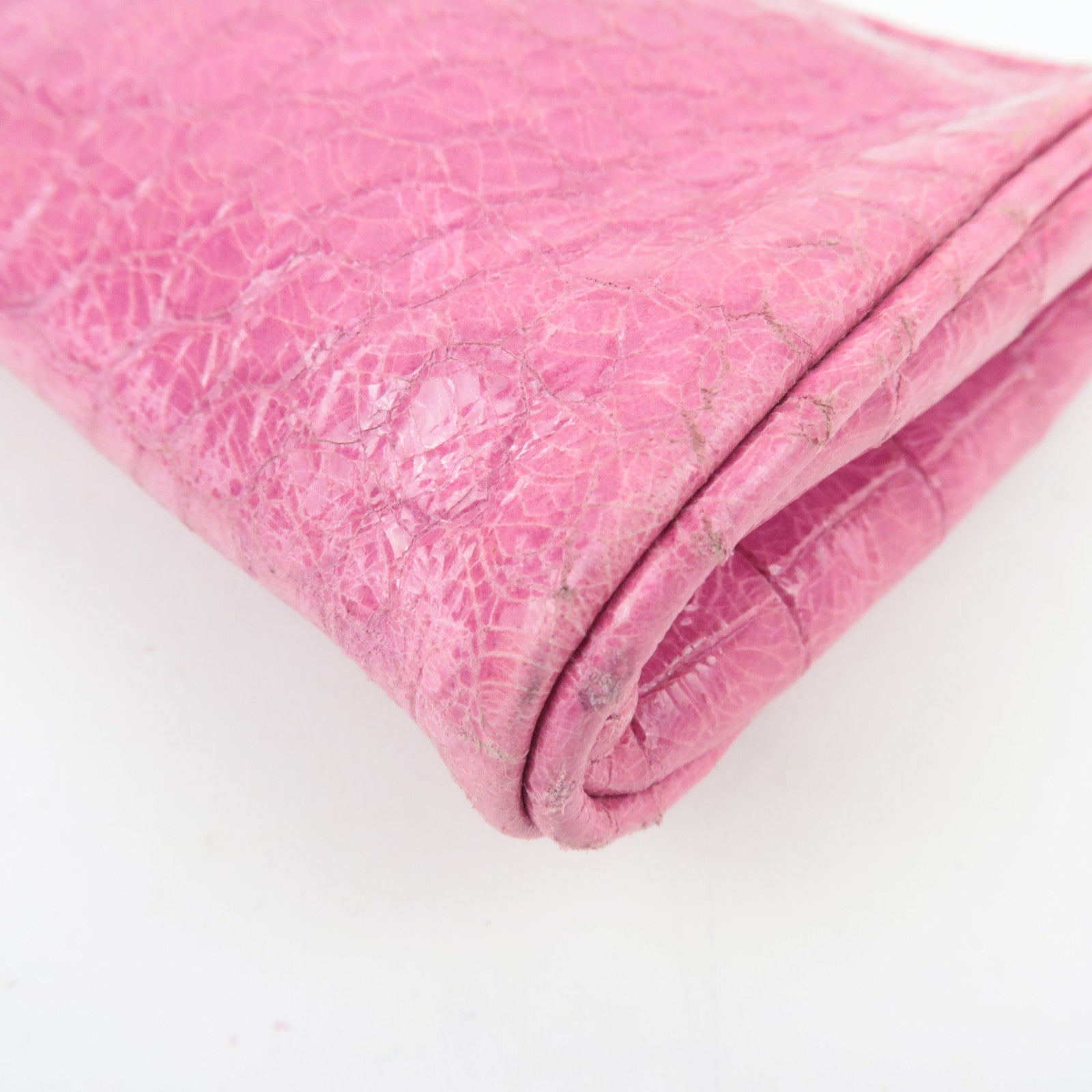 MIU MIU Embossed Clutch Bag Pouch Leather Pink