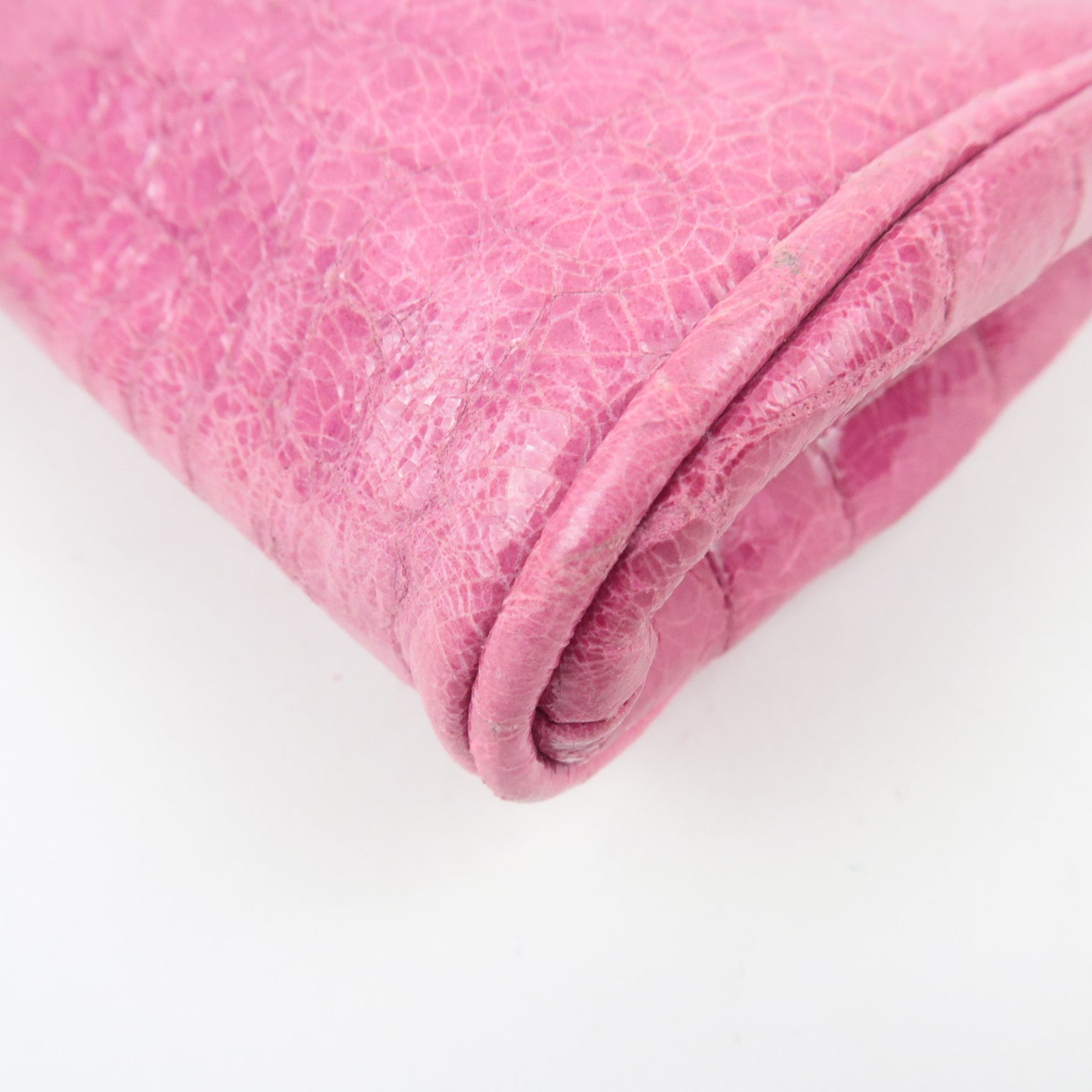 MIU MIU Embossed Clutch Bag Pouch Leather Pink