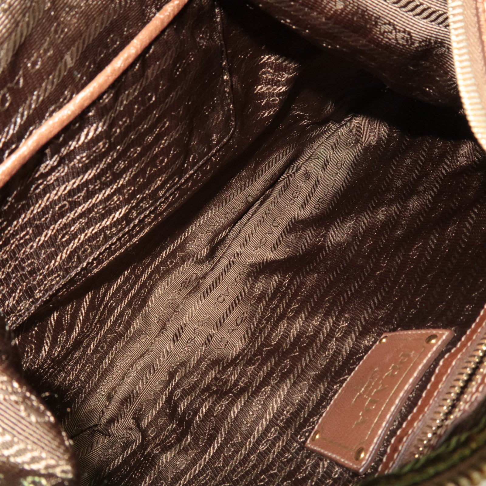 PRADA Logo One Shoulder Bag Nylon Leather Brown *Dust bag, Name tag