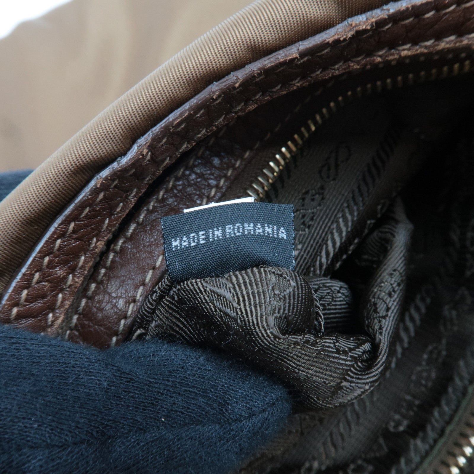 PRADA Logo One Shoulder Bag Nylon Leather Brown *Dust bag, Name tag