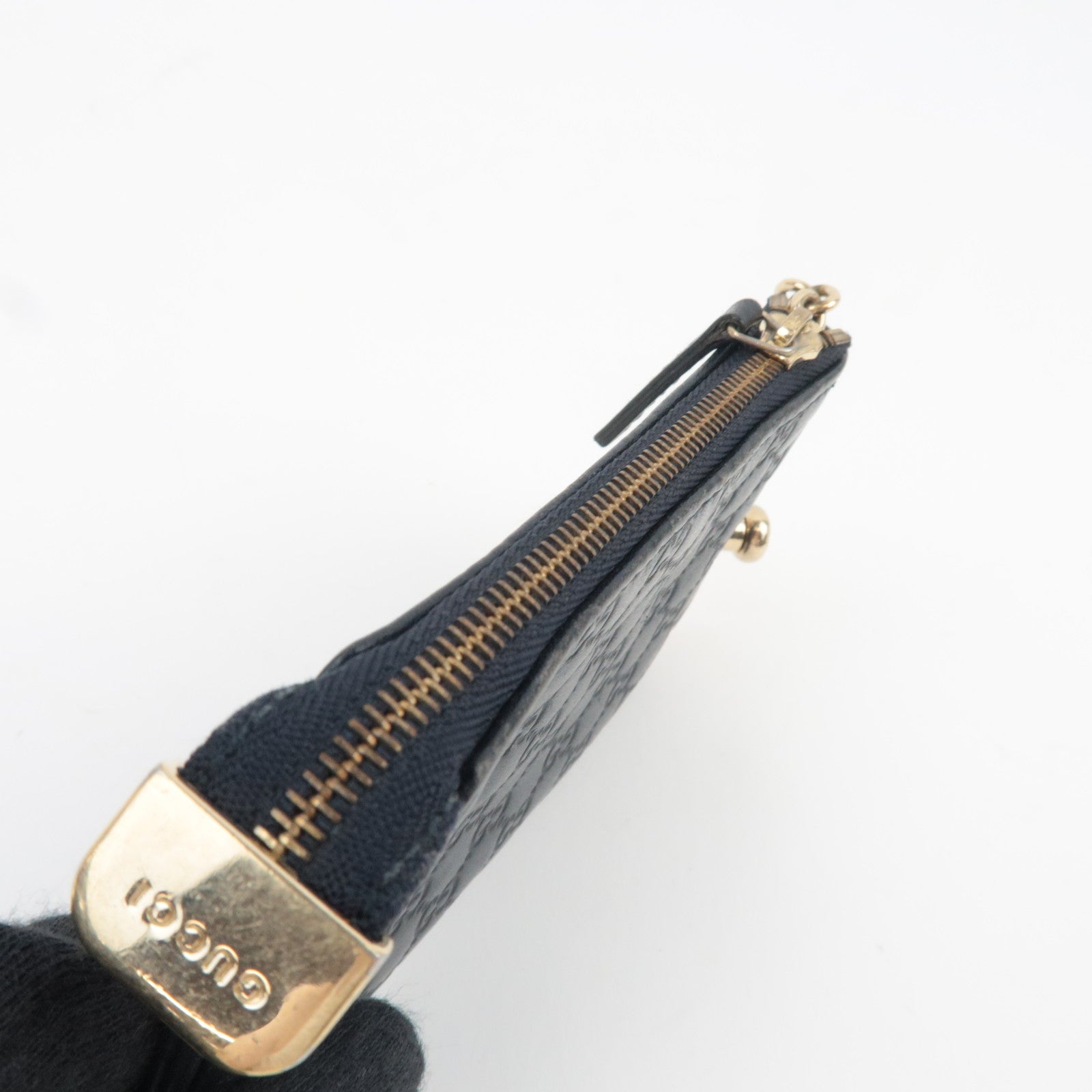 GUCCI Micro Guccissima Coin Case Leather Black 233183