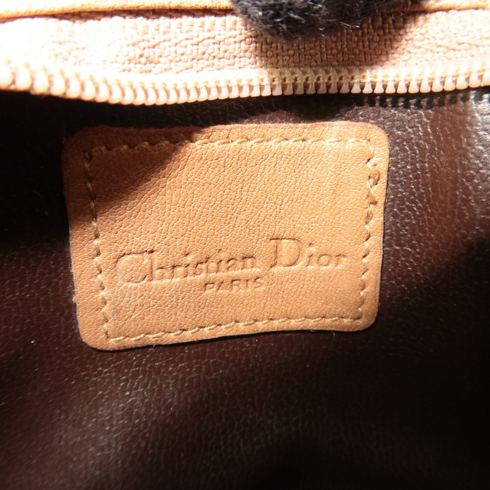 Christian Dior Honeycomb Coin Case PVC Leather Beige Brown