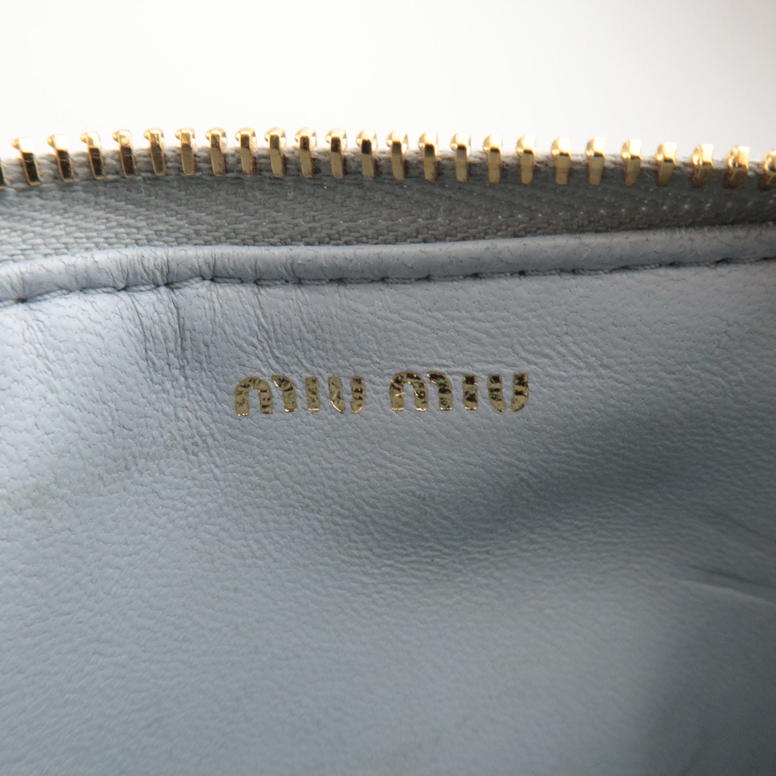 MIU MIU Matelasse Fragment Case Card Case Leather Light Gray
