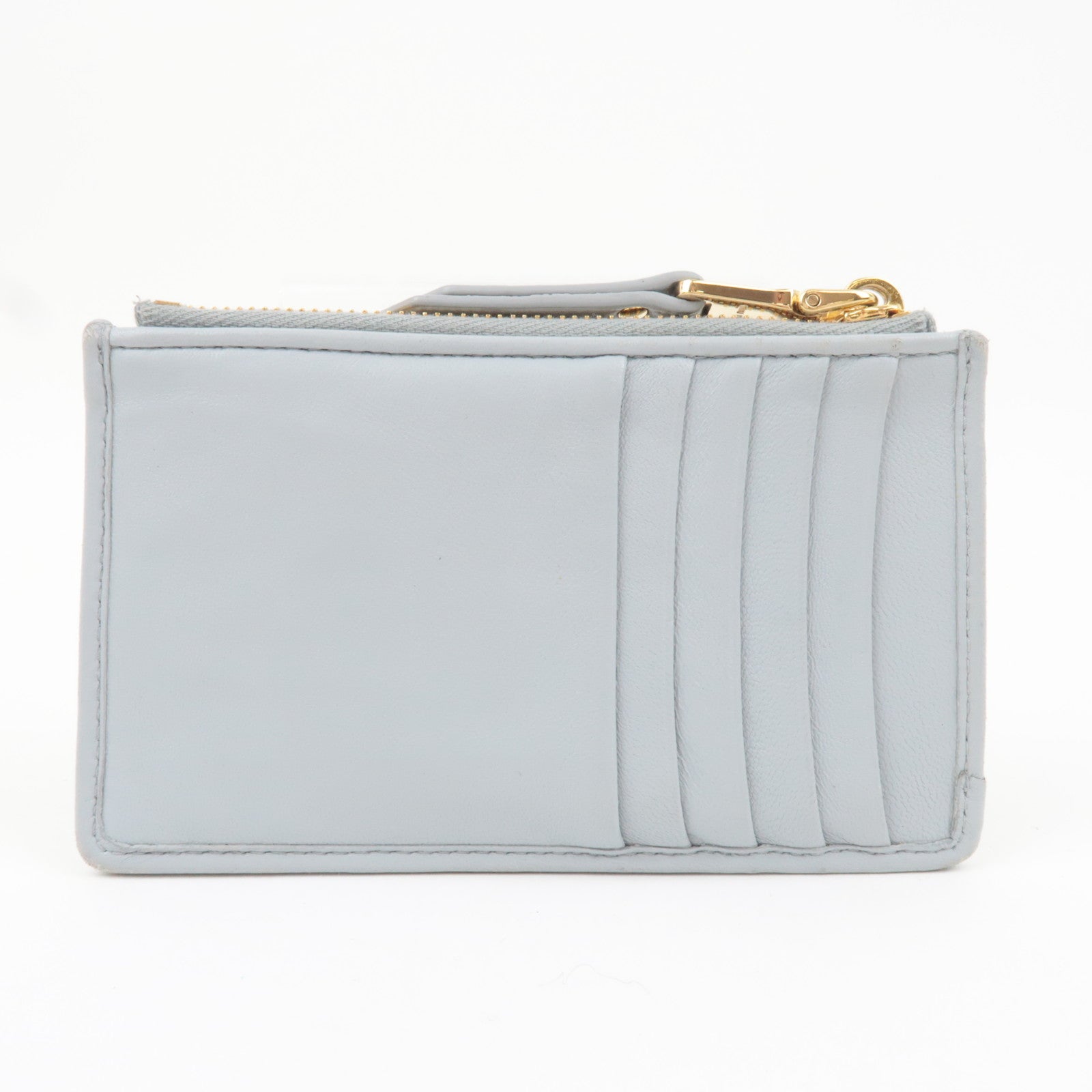 MIU MIU Matelasse Fragment Case Card Case Leather Light Gray