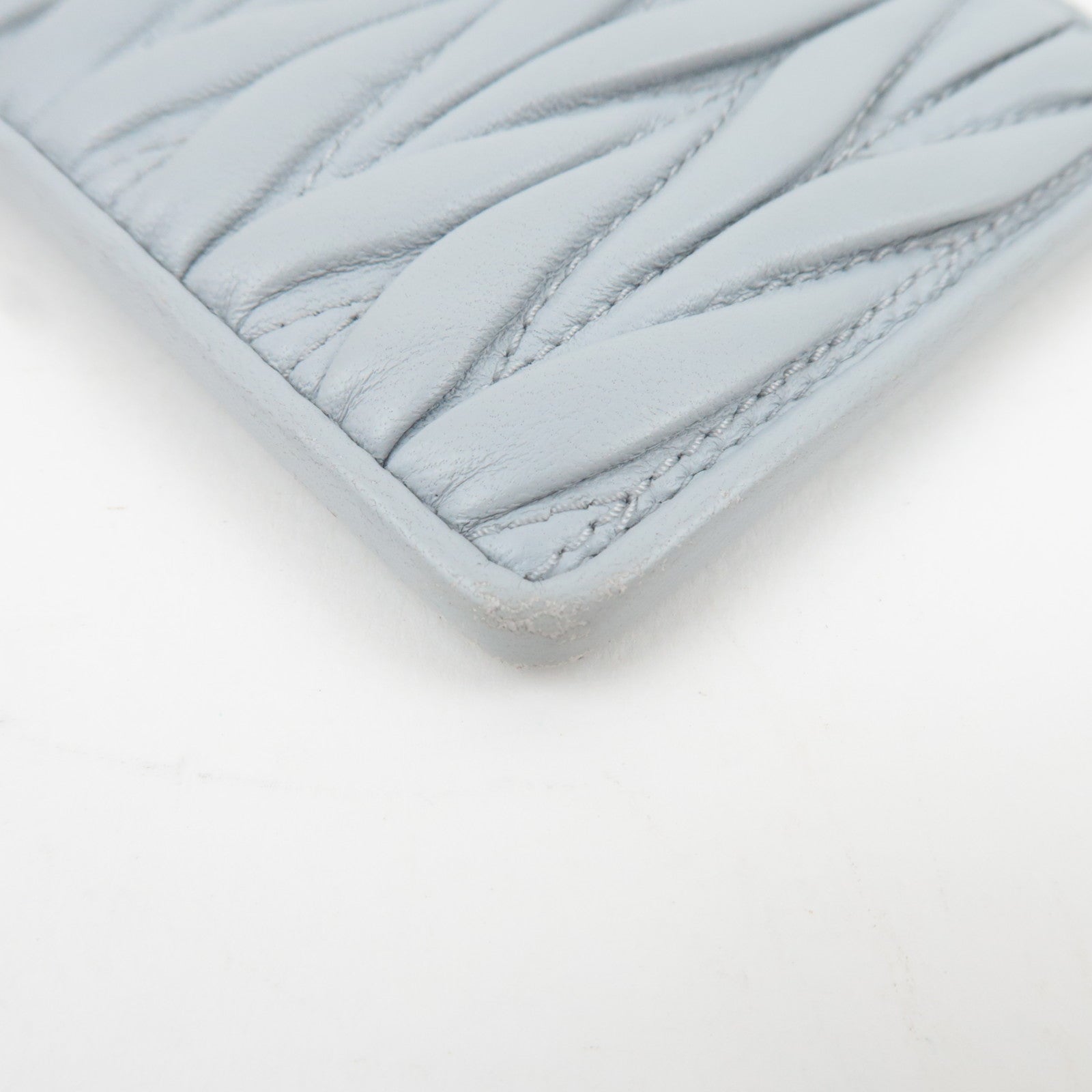 MIU MIU Matelasse Fragment Case Card Case Leather Light Gray