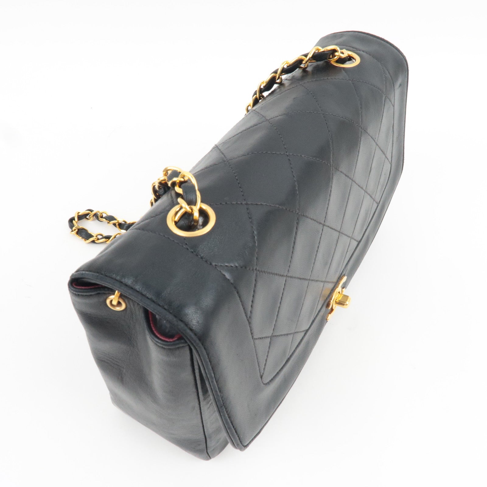 CHANEL Matelasse Diana 25 Chain Shoulder Bag Lambskin Black Gold HDW 2035730 *G card