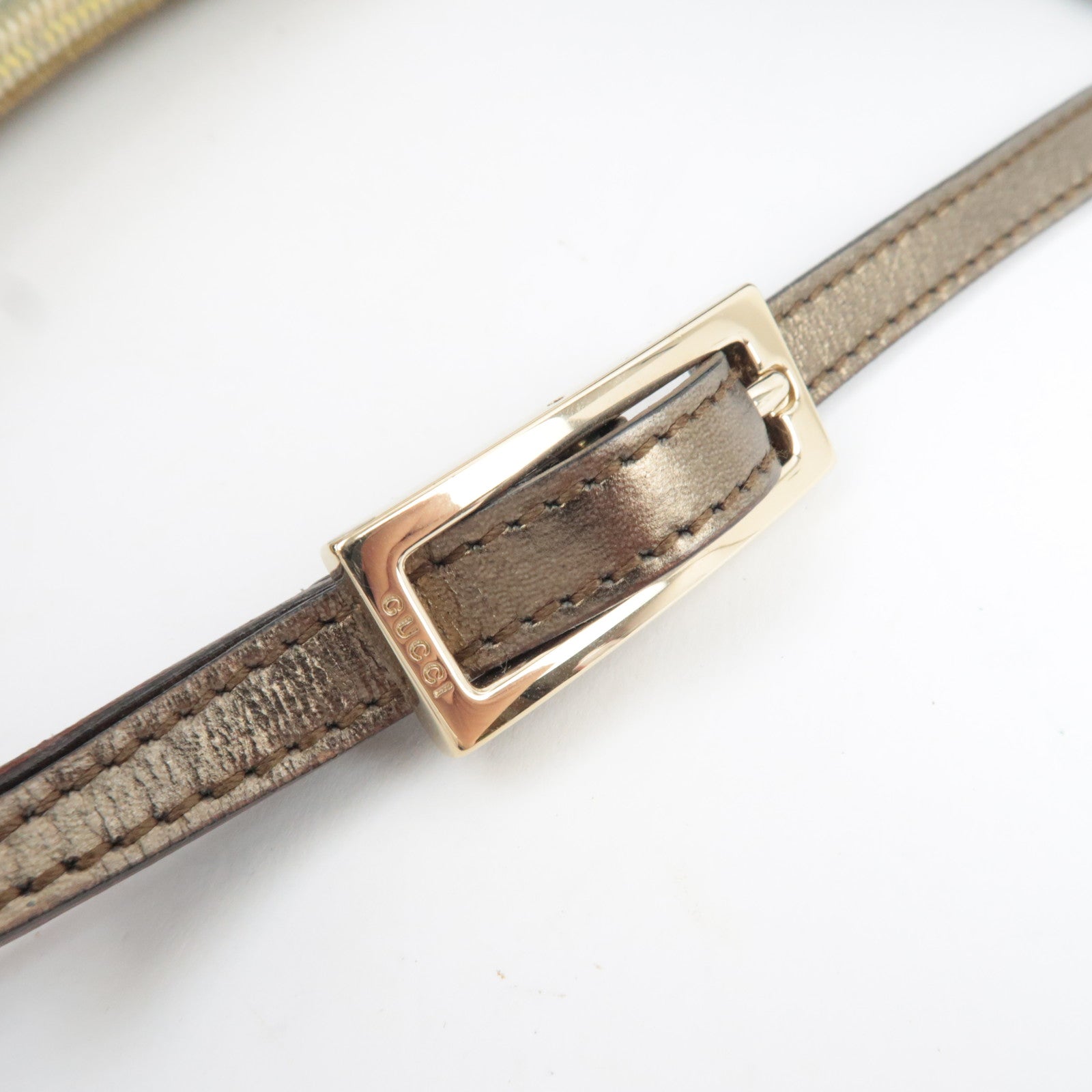 GUCCI Shoulder Bag GG Canvas Leather Beige Gold 005.0813