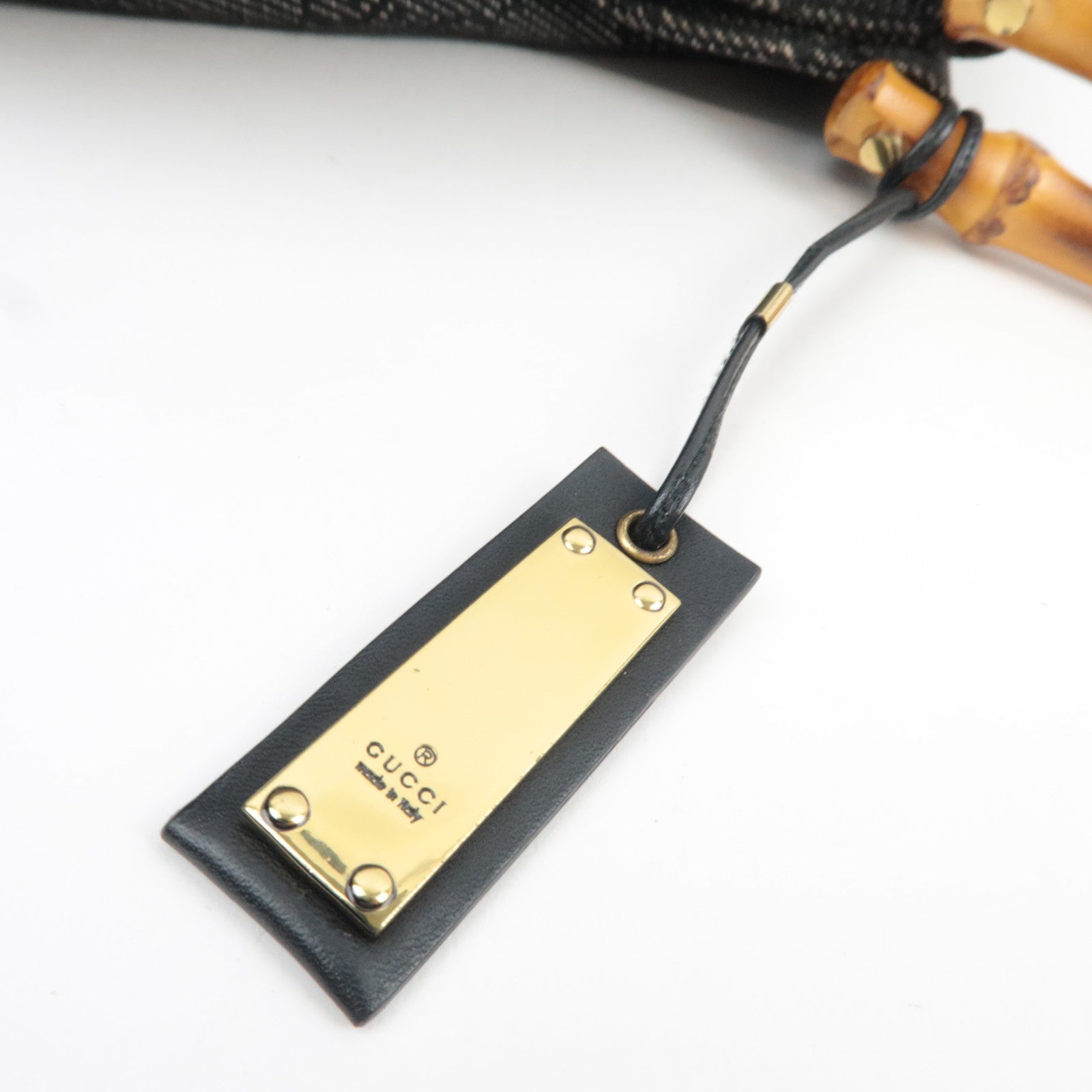 GUCCI Bamboo Shoulder Bag GG Denim Gray 92708