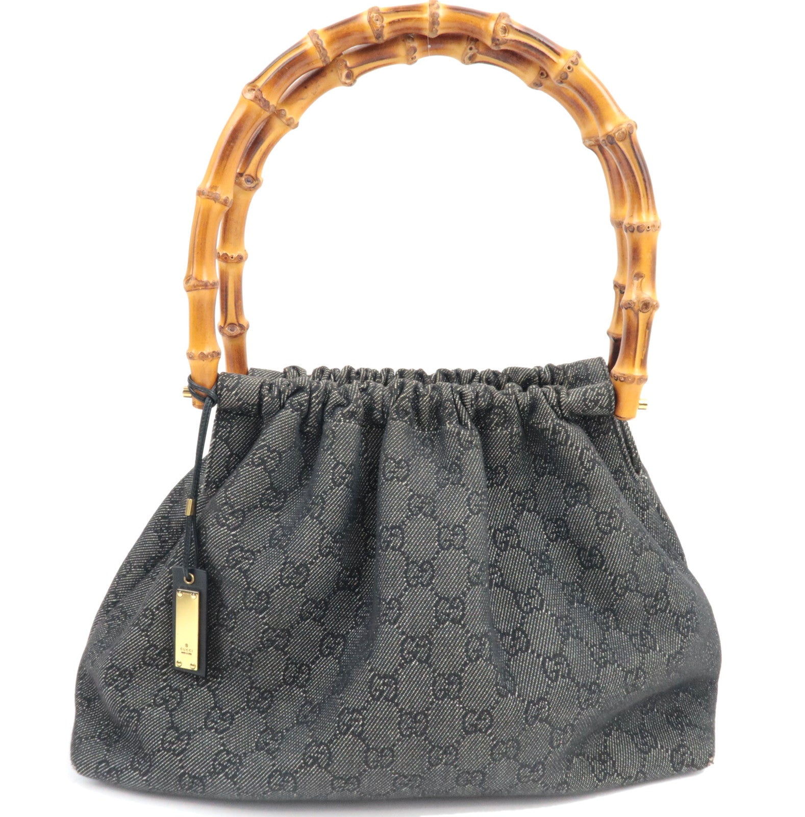 GUCCI Bamboo Shoulder Bag GG Denim Gray 9270880212