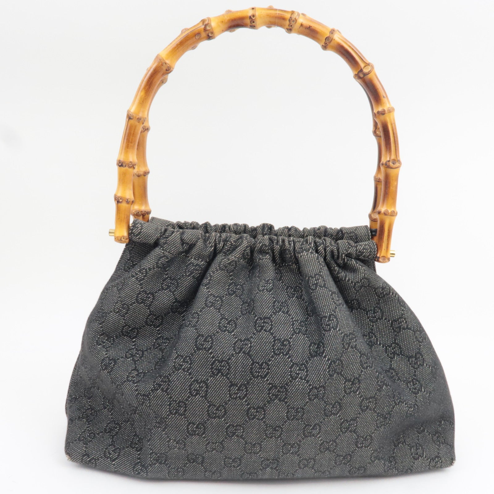 GUCCI Bamboo Shoulder Bag GG Denim Gray 92708