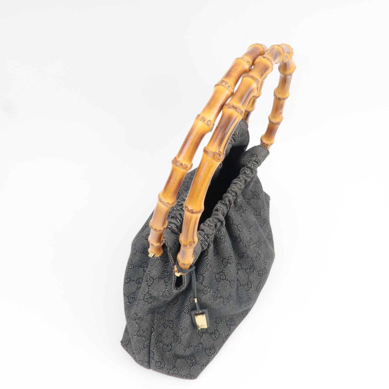 GUCCI Bamboo Shoulder Bag GG Denim Gray 92708