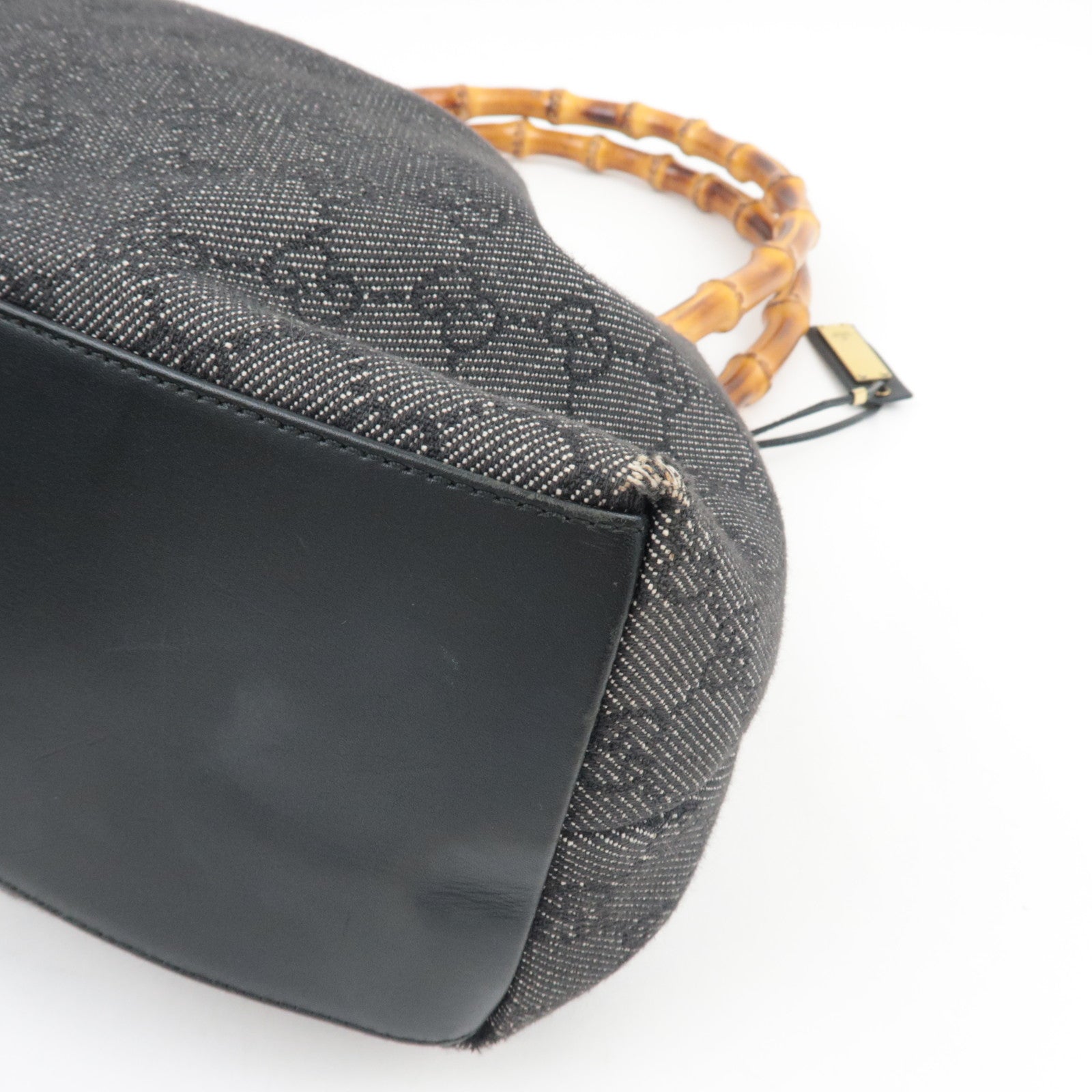 GUCCI Bamboo Shoulder Bag GG Denim Gray 92708