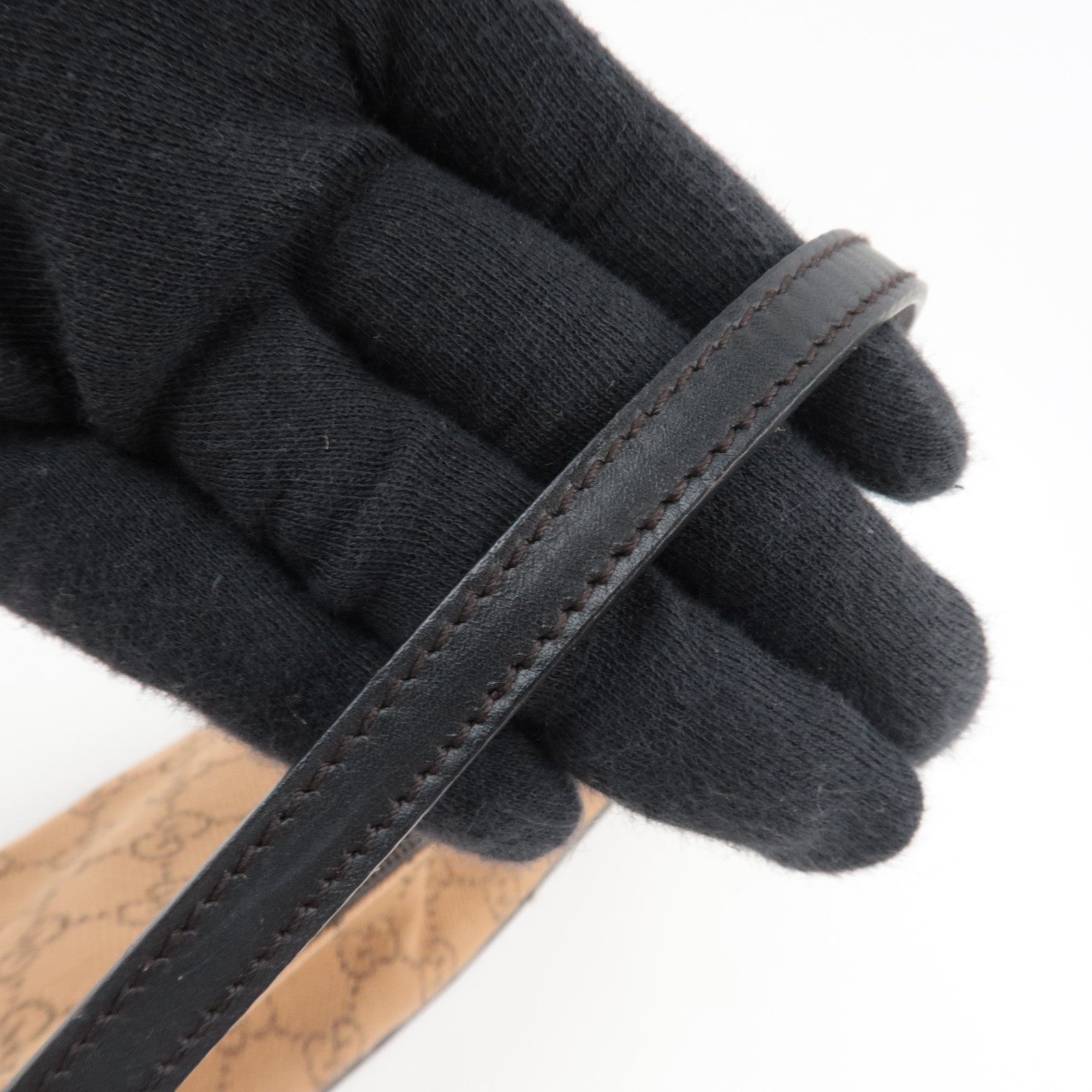 GUCCI Boat Bag Handbag GG Canvas Leather Beige 07198