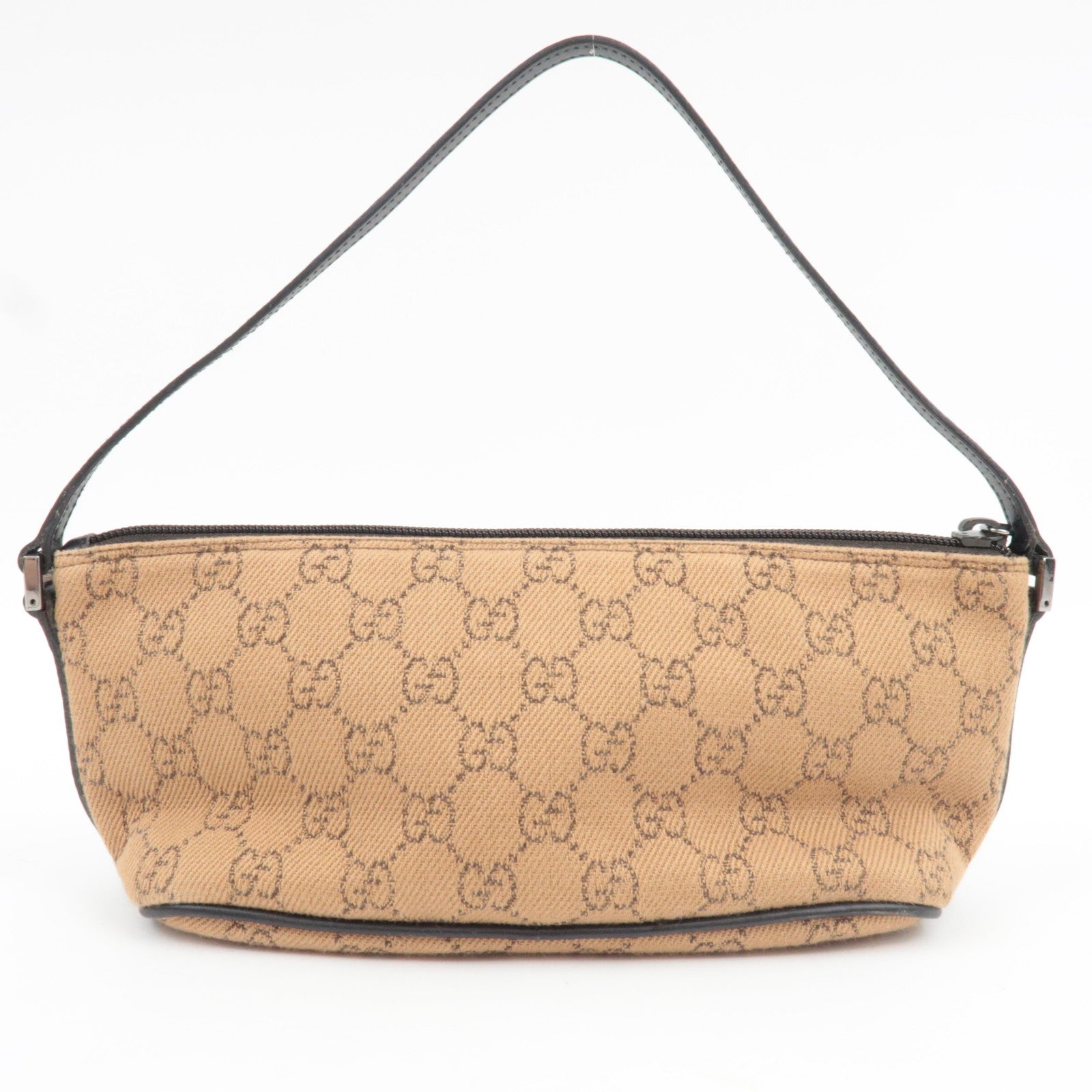 GUCCI Boat Bag Handbag GG Canvas Leather Beige 07198