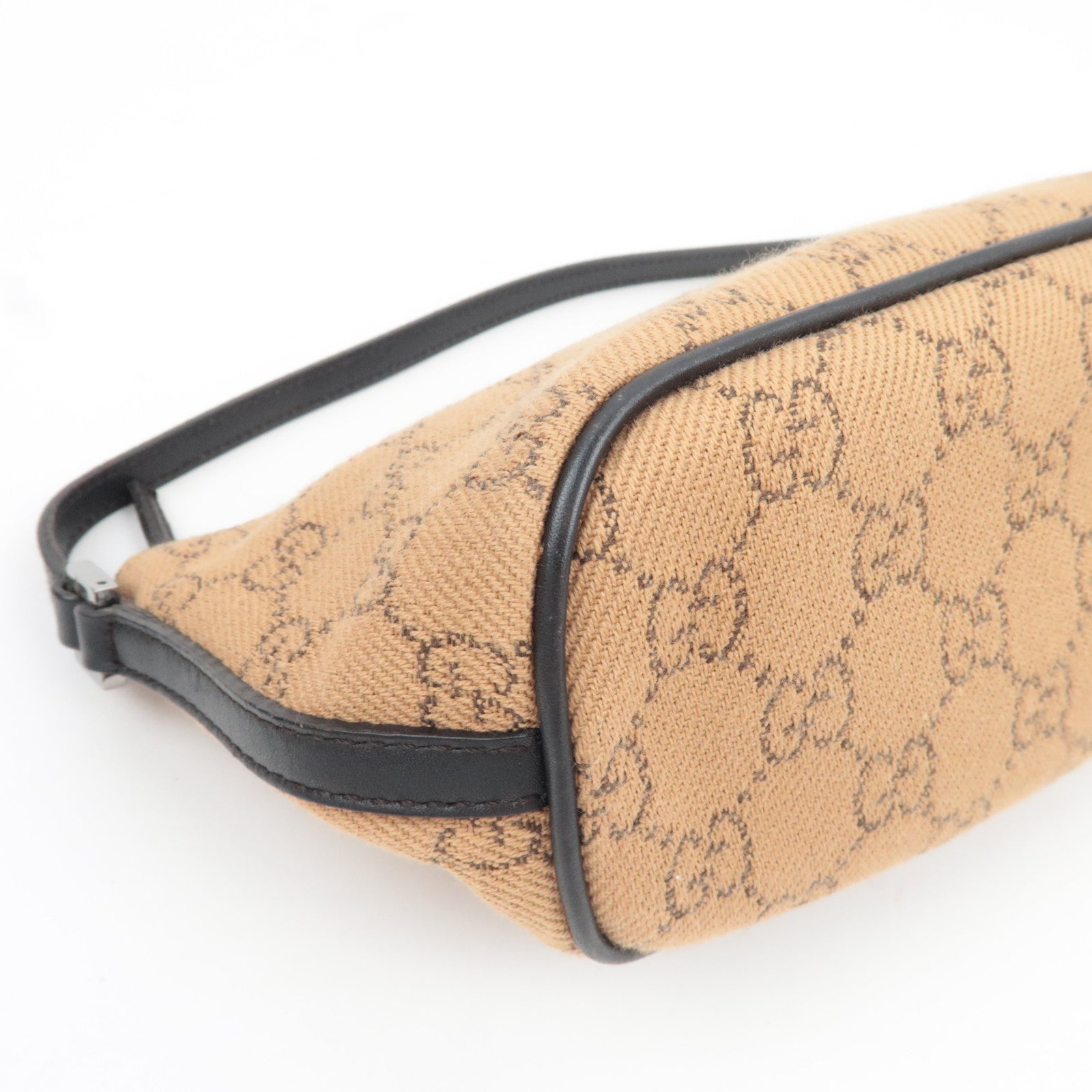 GUCCI Boat Bag Handbag GG Canvas Leather Beige 07198