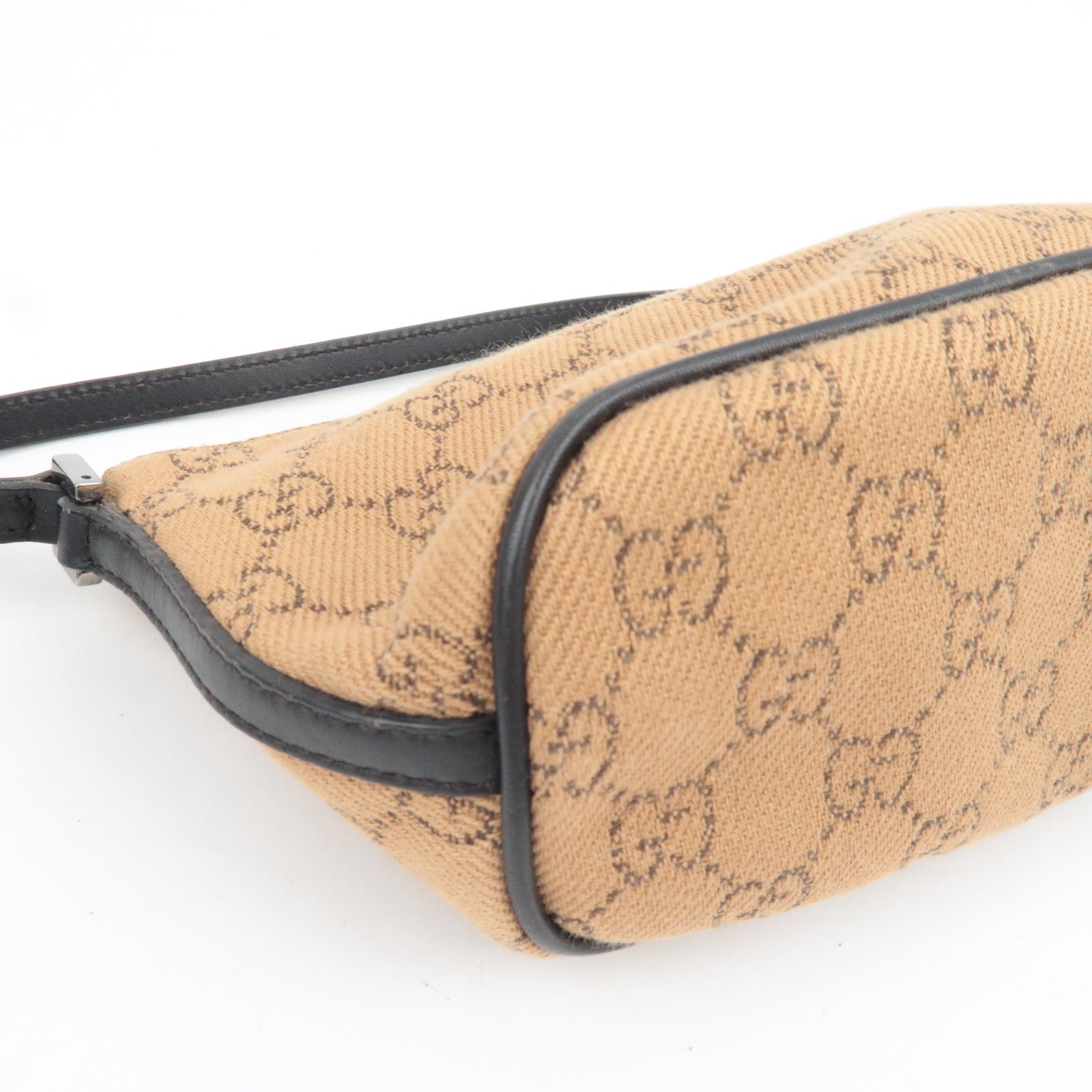 GUCCI Boat Bag Handbag GG Canvas Leather Beige 07198