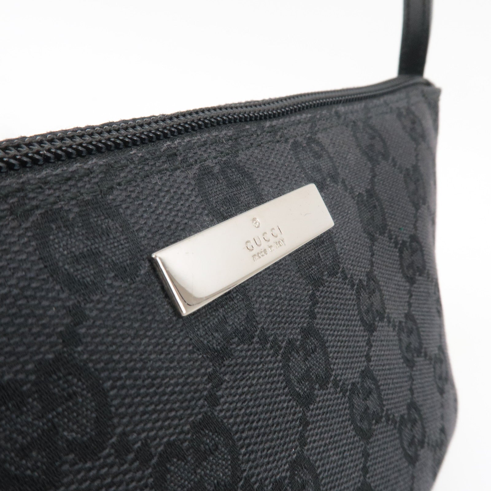 GUCCI Boat Bag Handbag GG Canvas Leather Black 039.1103