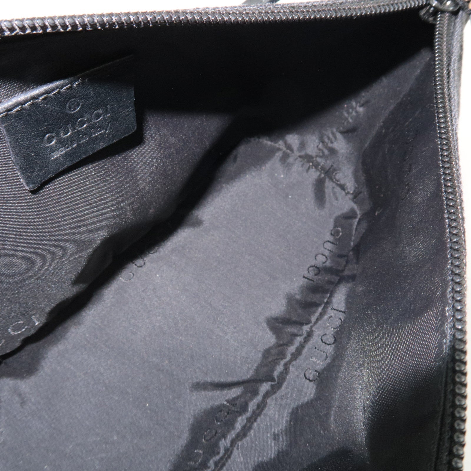 GUCCI Boat Bag Handbag GG Canvas Leather Black 039.1103