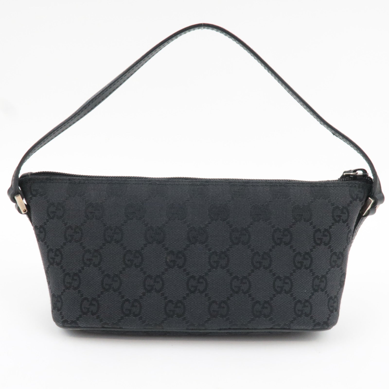 GUCCI Boat Bag Handbag GG Canvas Leather Black 039.1103