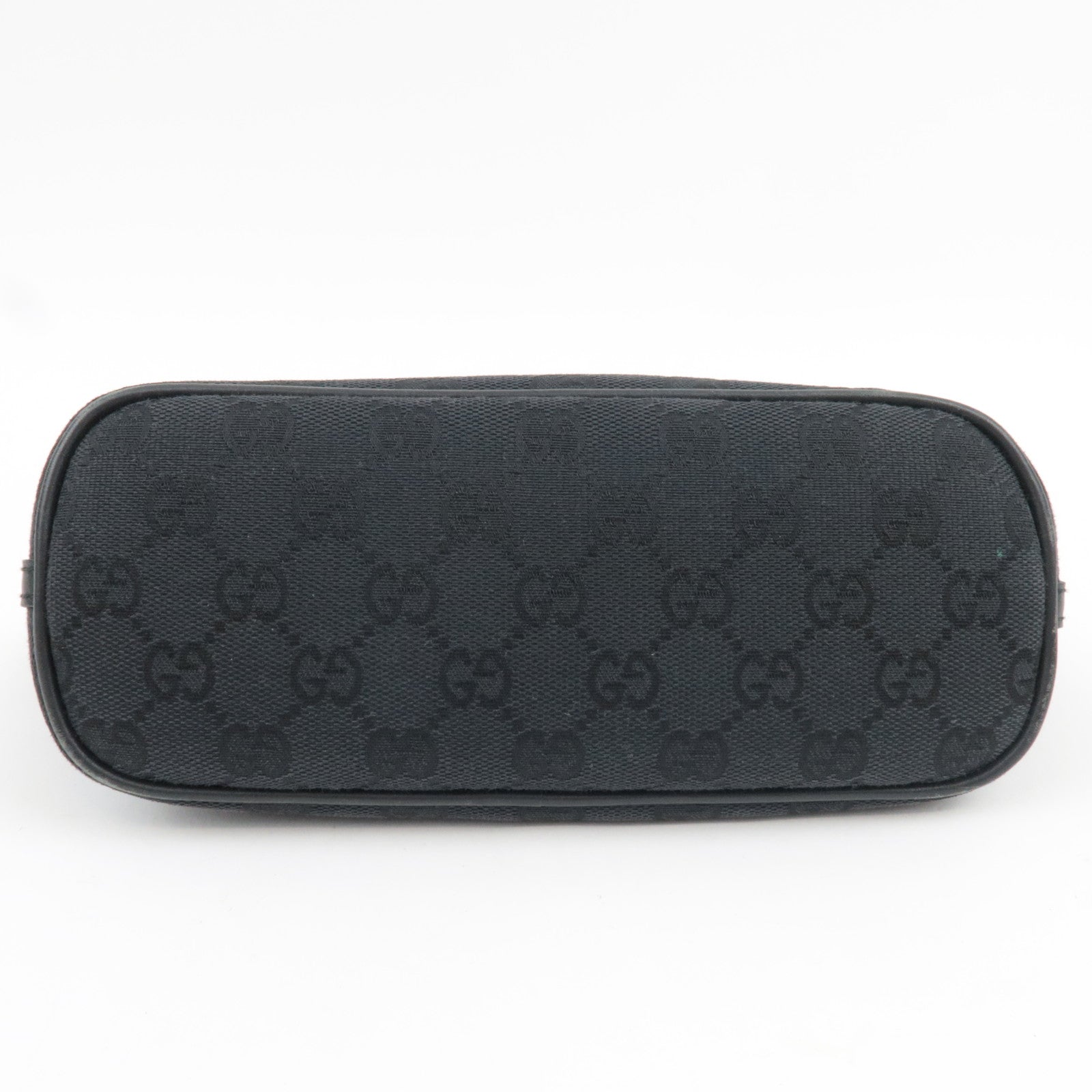 GUCCI Boat Bag Handbag GG Canvas Leather Black 039.1103