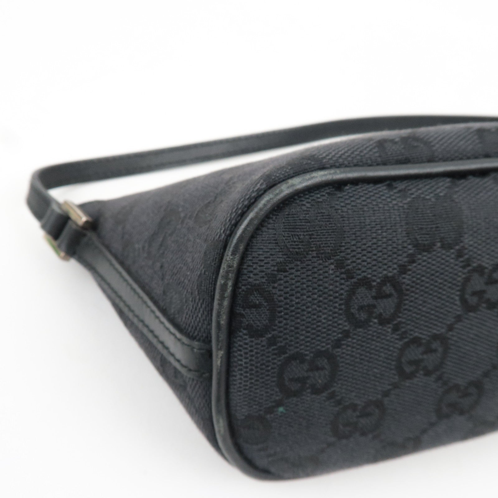 GUCCI Boat Bag Handbag GG Canvas Leather Black 039.1103