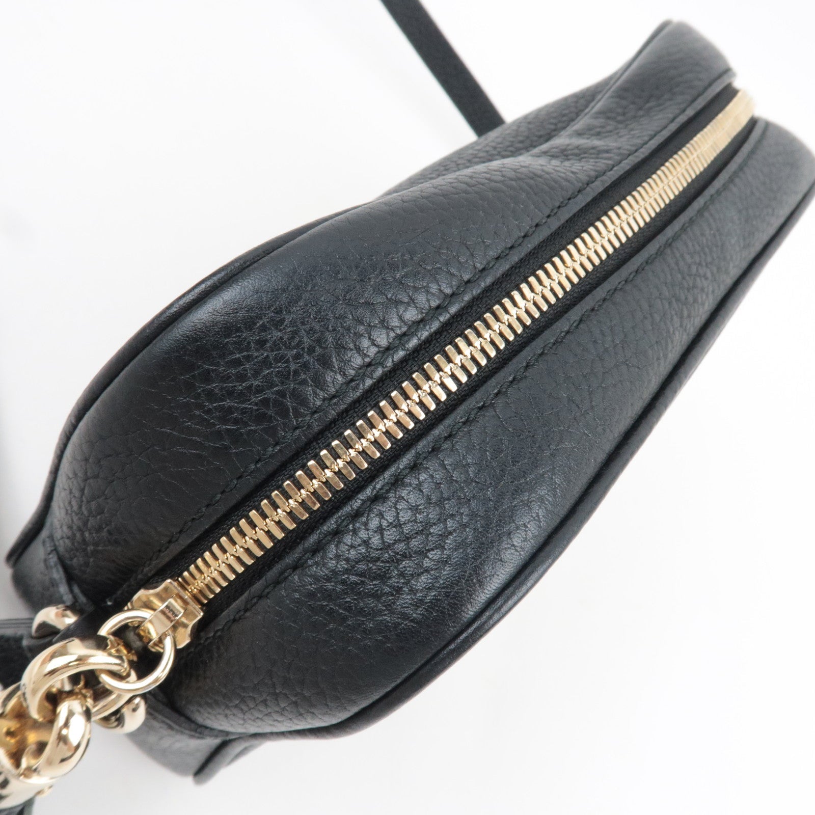 GUCCI Soho Interlocking G Disco Shoulder Bag Leather Black 308364