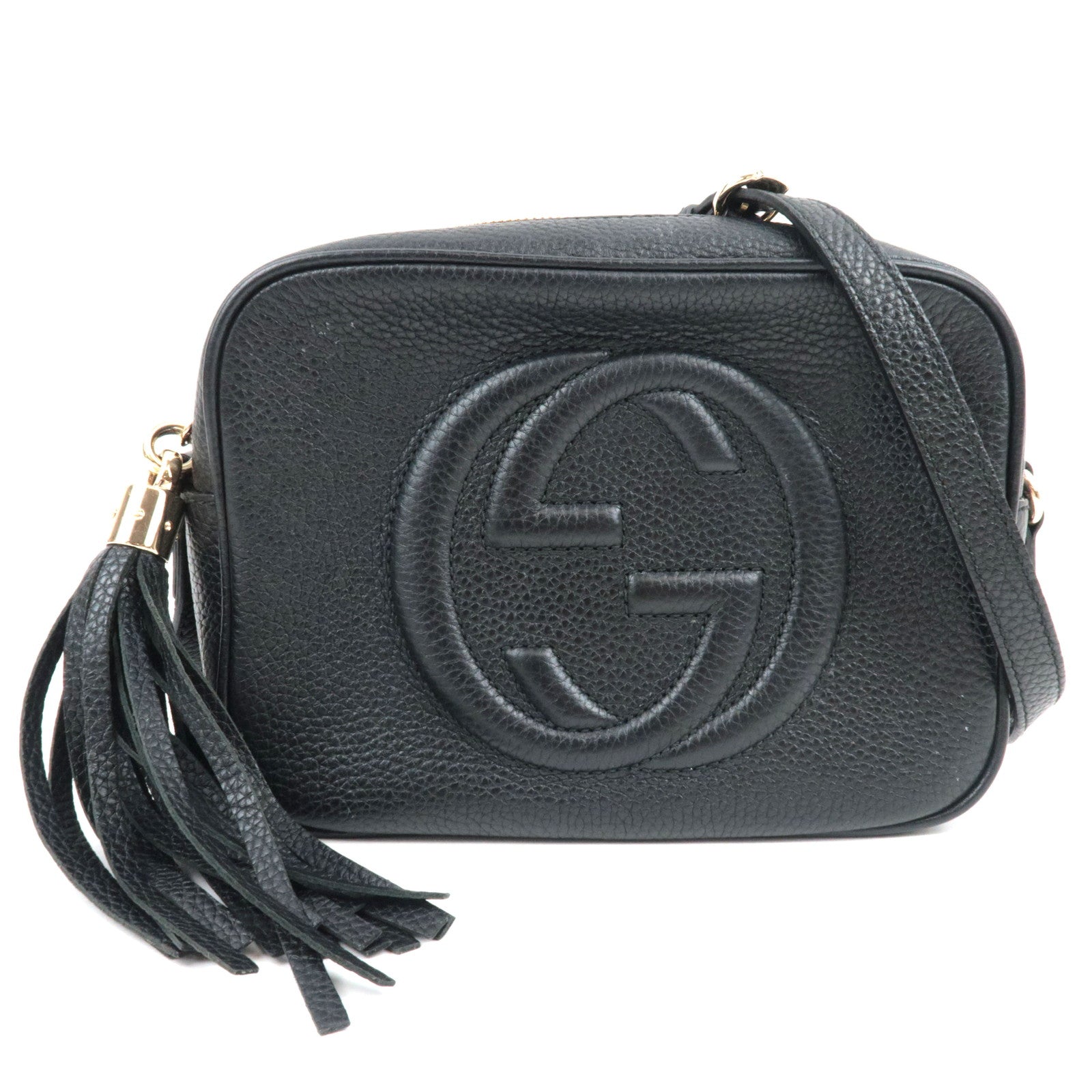 GUCCI Soho Interlocking G Disco Shoulder Bag Leather Black 30836480293