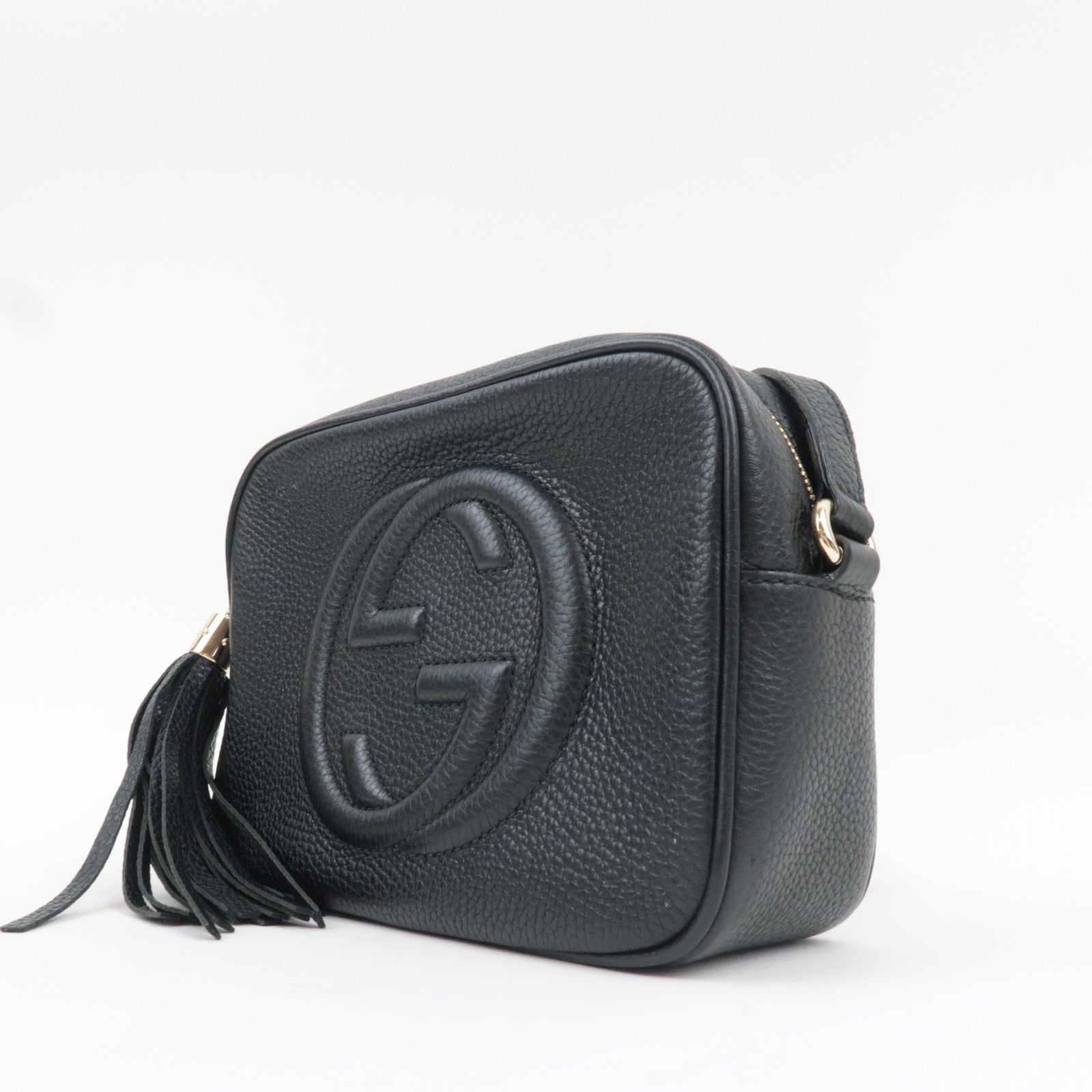 GUCCI Soho Interlocking G Disco Shoulder Bag Leather Black 308364