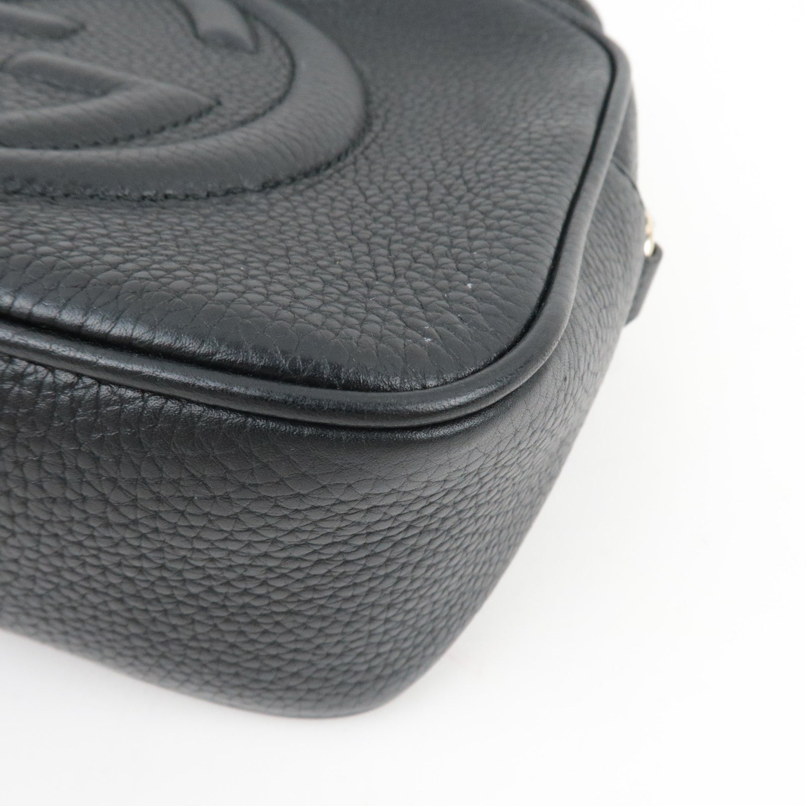 GUCCI Soho Interlocking G Disco Shoulder Bag Leather Black 308364