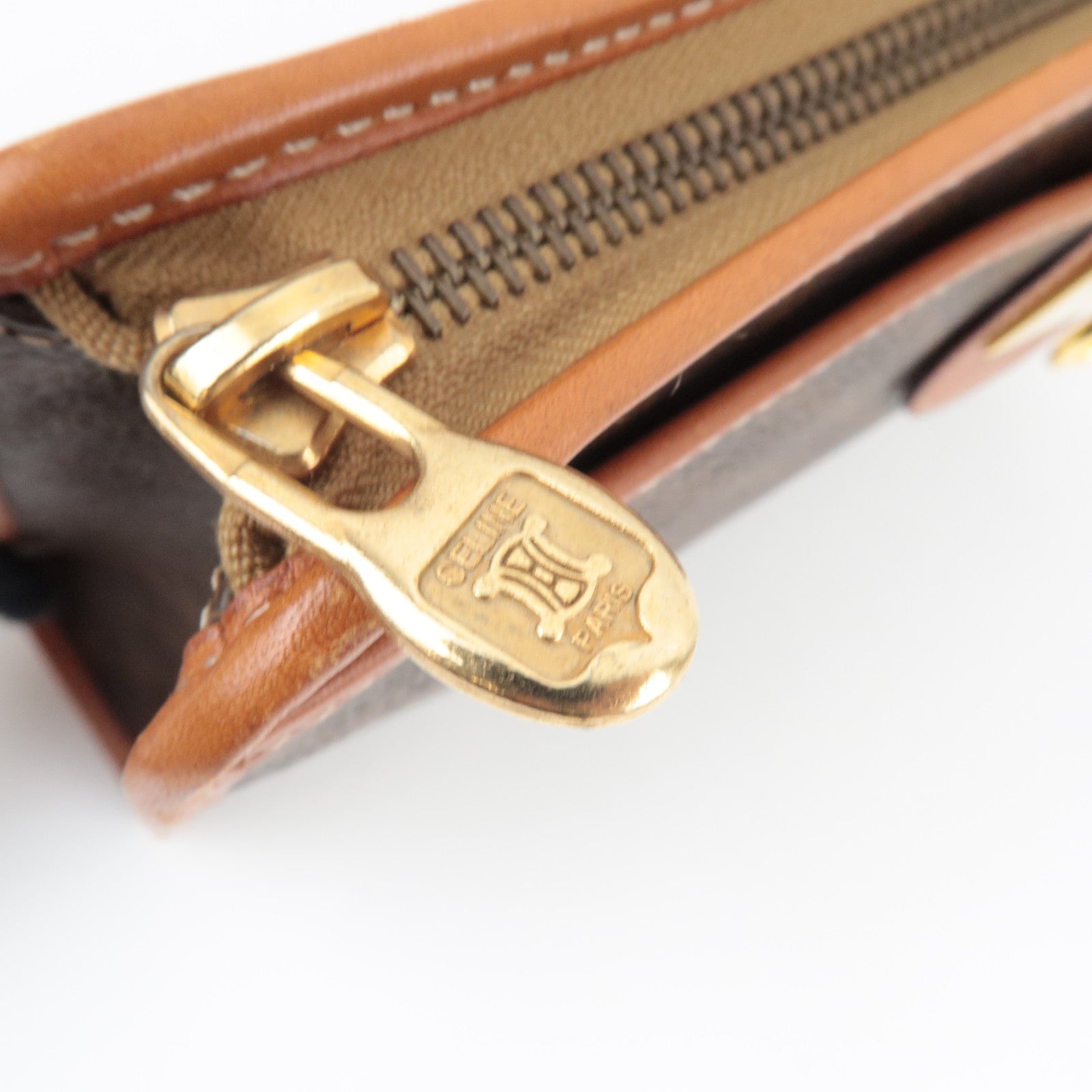 CELINE Macadam Clutch Bag PVC Leather Brown