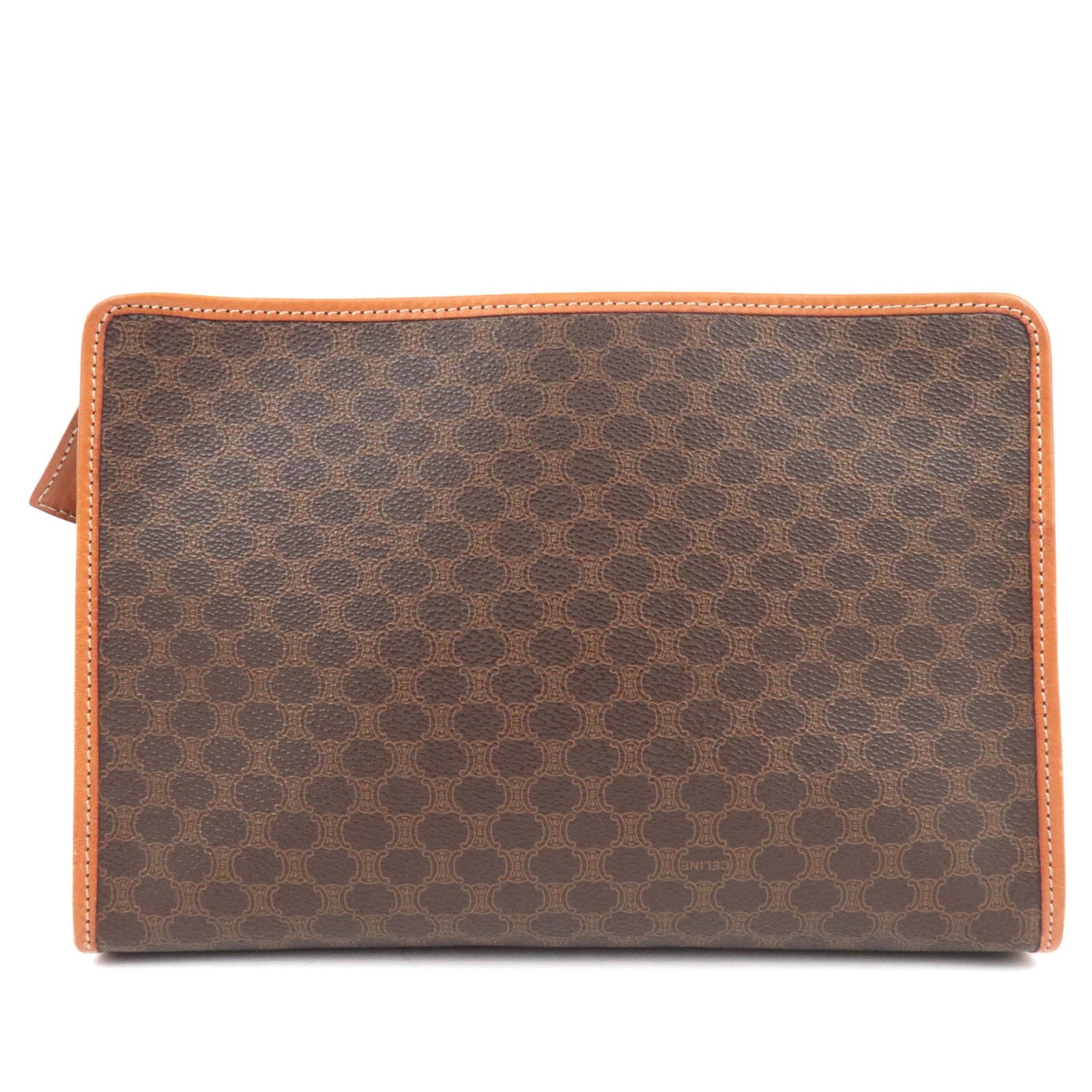 CELINE Macadam Clutch Bag PVC Leather Brown