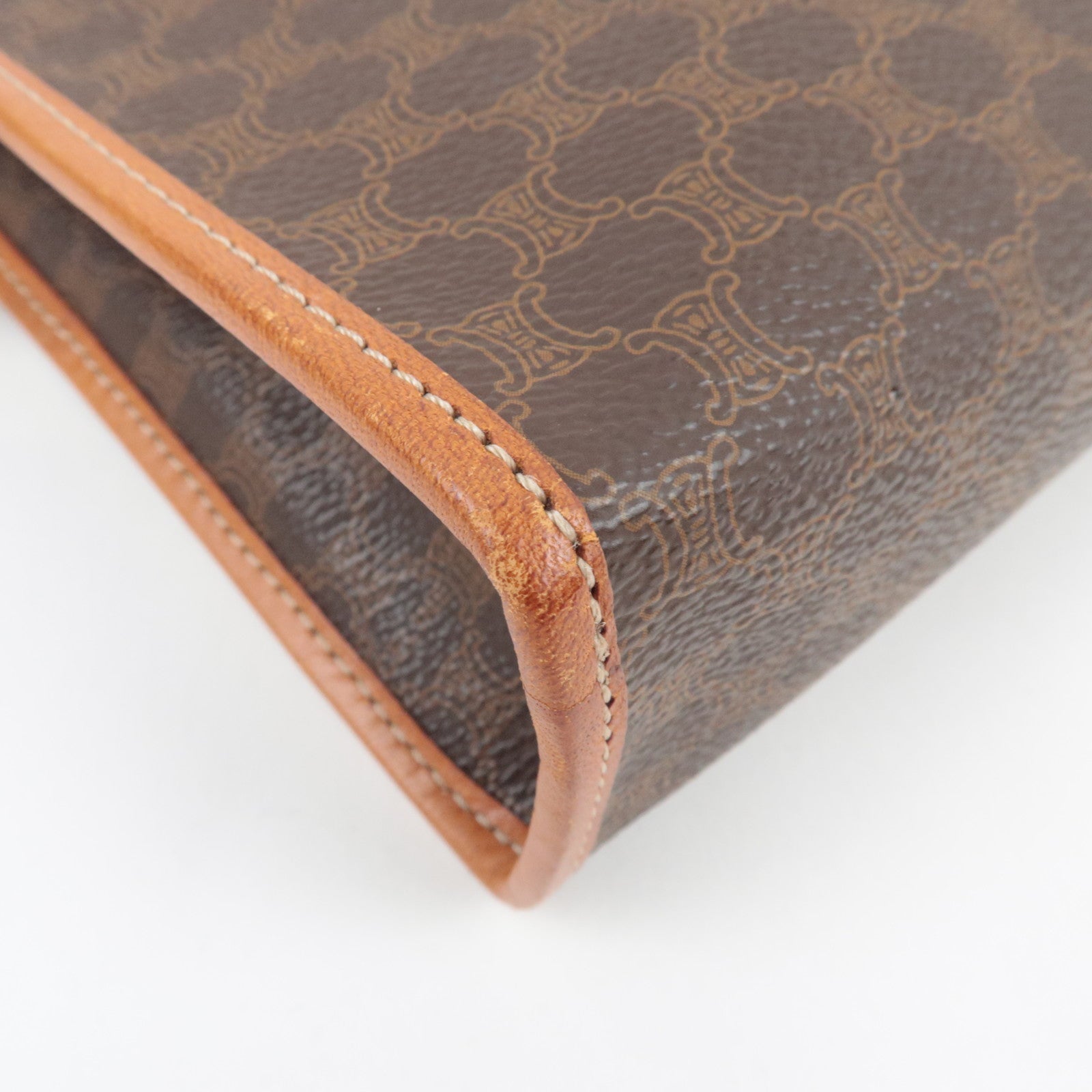 CELINE Macadam Clutch Bag PVC Leather Brown