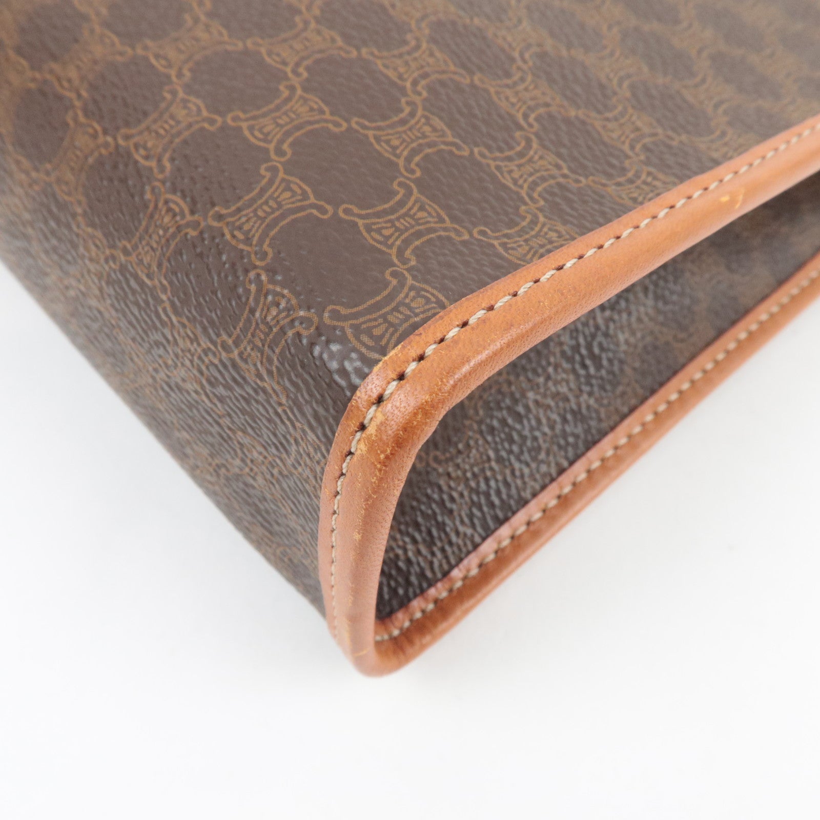 CELINE Macadam Clutch Bag PVC Leather Brown