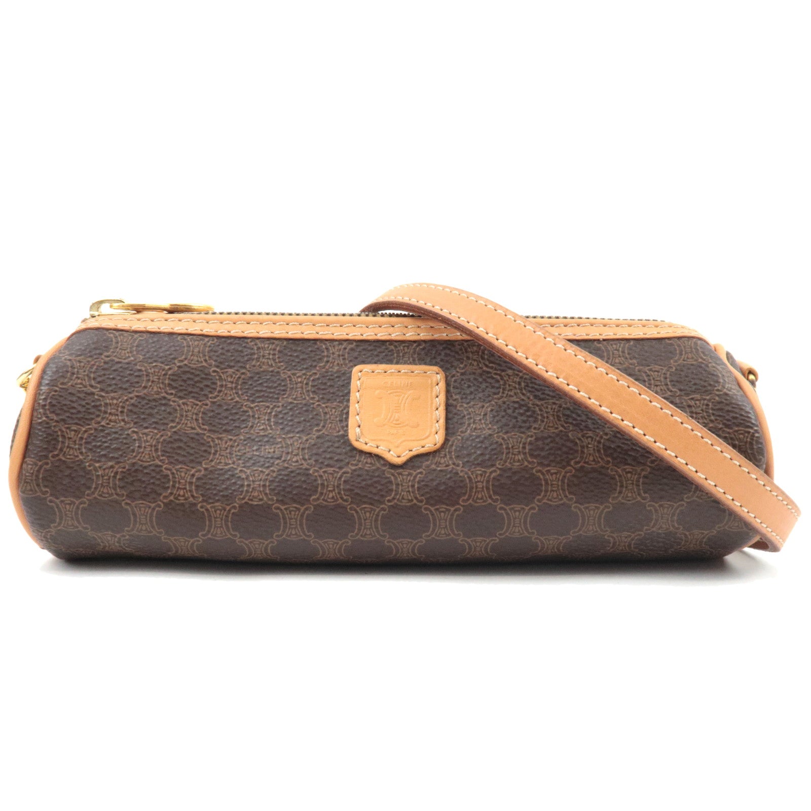 CELINE Macadam Pouch Shoulder Bag PVC Leather Brown *Strap80296