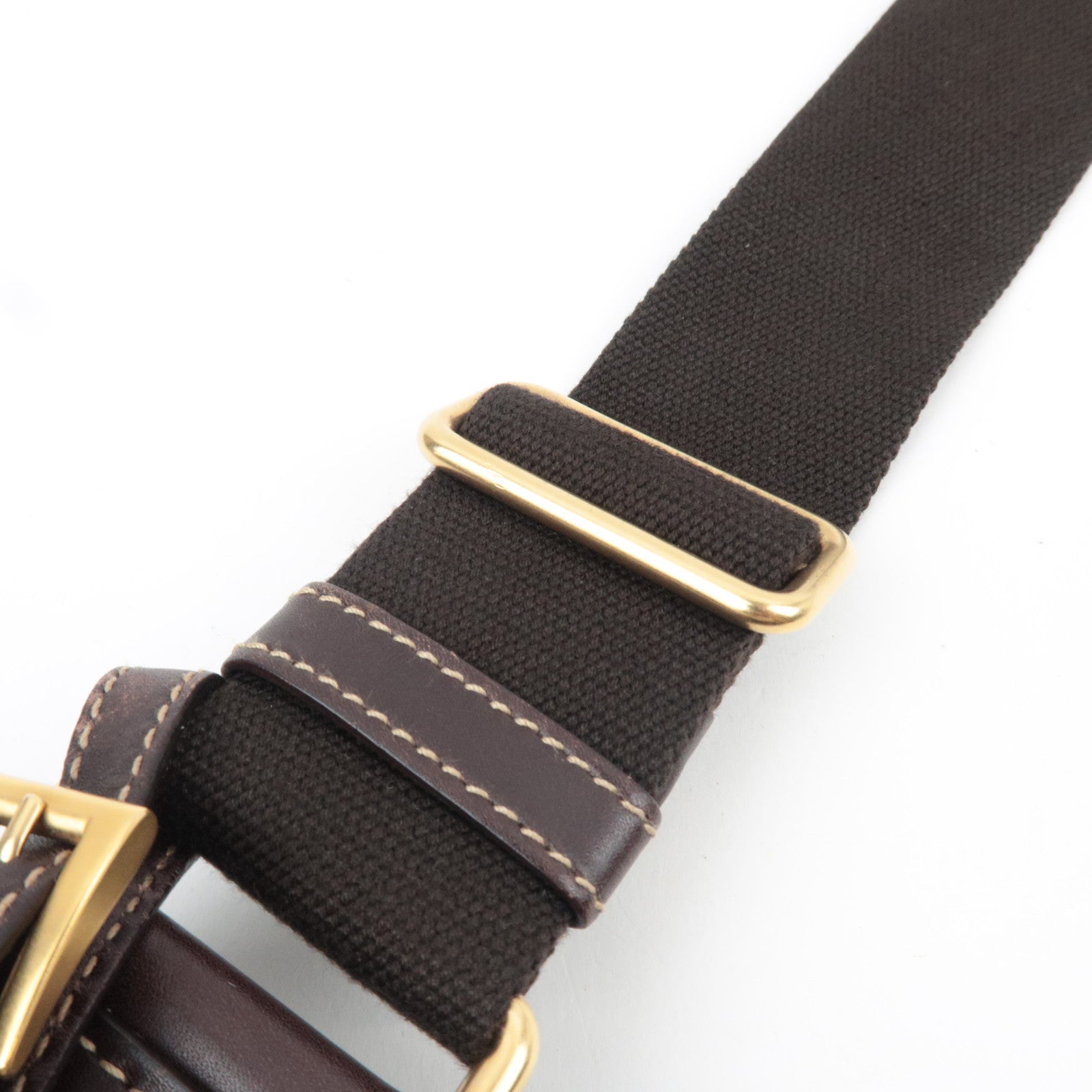 PRADA Shoulder Bag Logo Jacquard Leather Brown BT0536 *Name tag