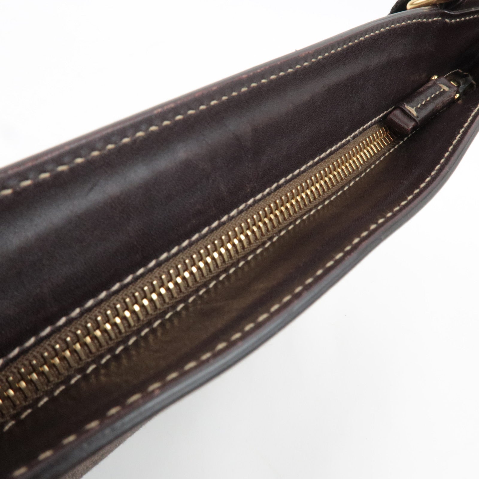 PRADA Shoulder Bag Logo Jacquard Leather Brown BT0536 *Name tag