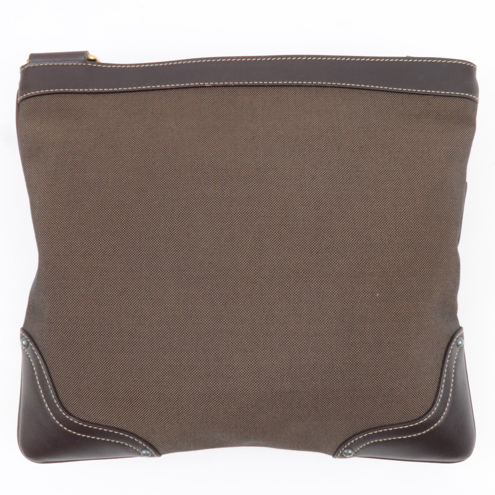 PRADA Shoulder Bag Logo Jacquard Leather Brown BT0536 *Name tag