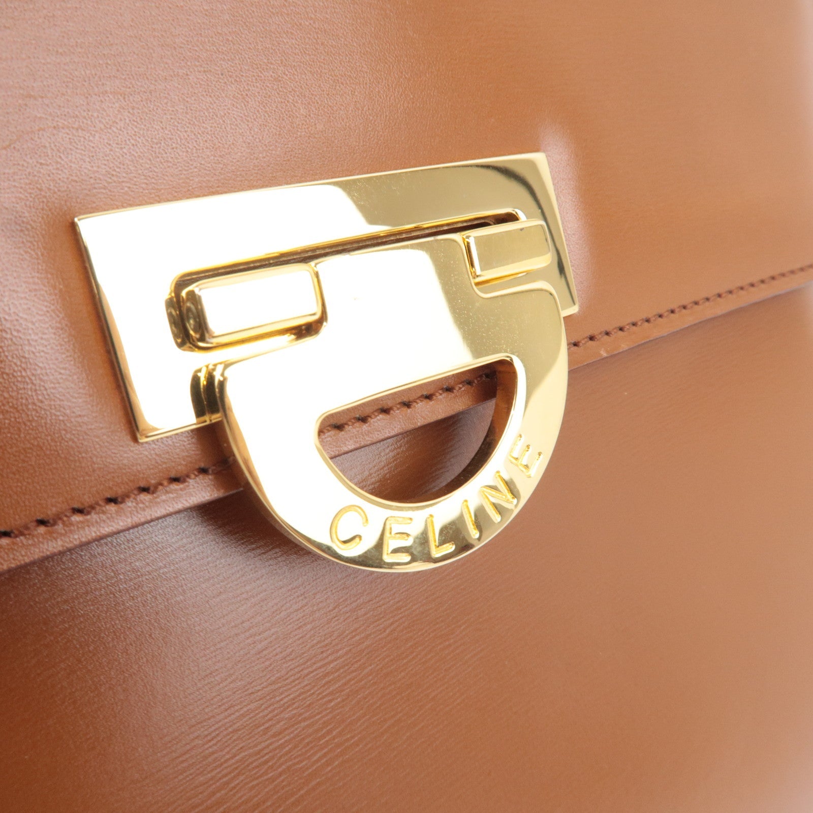 CELINE 2Way Handbag Leather Brown *Strap