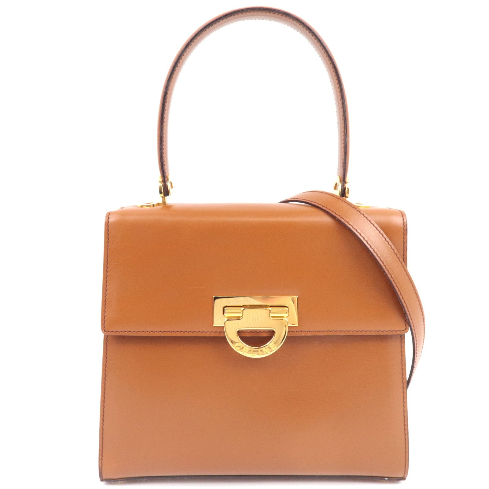 CELINE 2Way Handbag Leather Brown *Strap80300