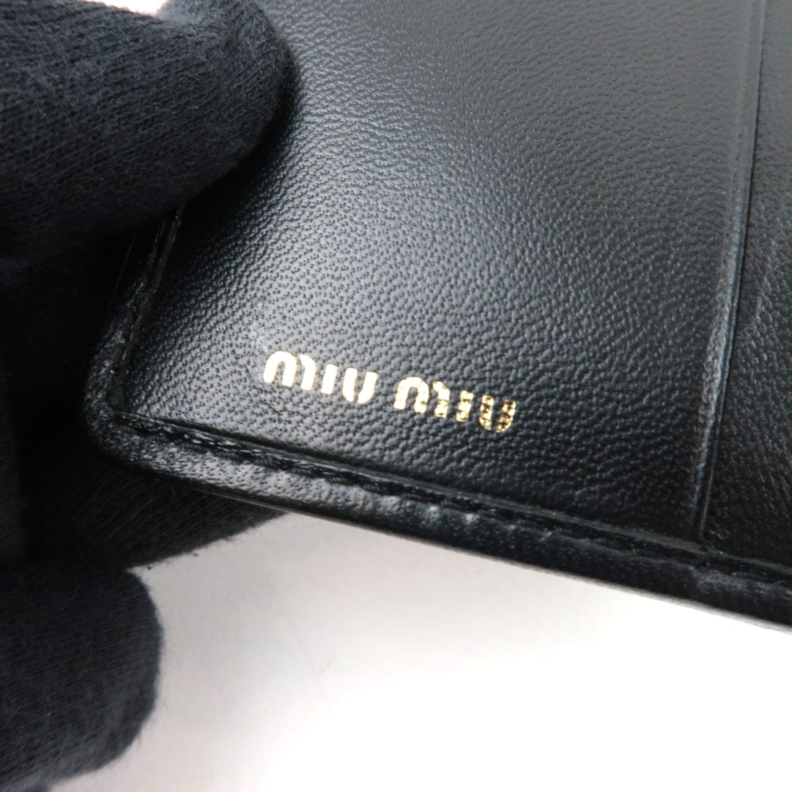 MIU MIU Matelasse Bifold Wallet Leather Black 5MV204 *Box