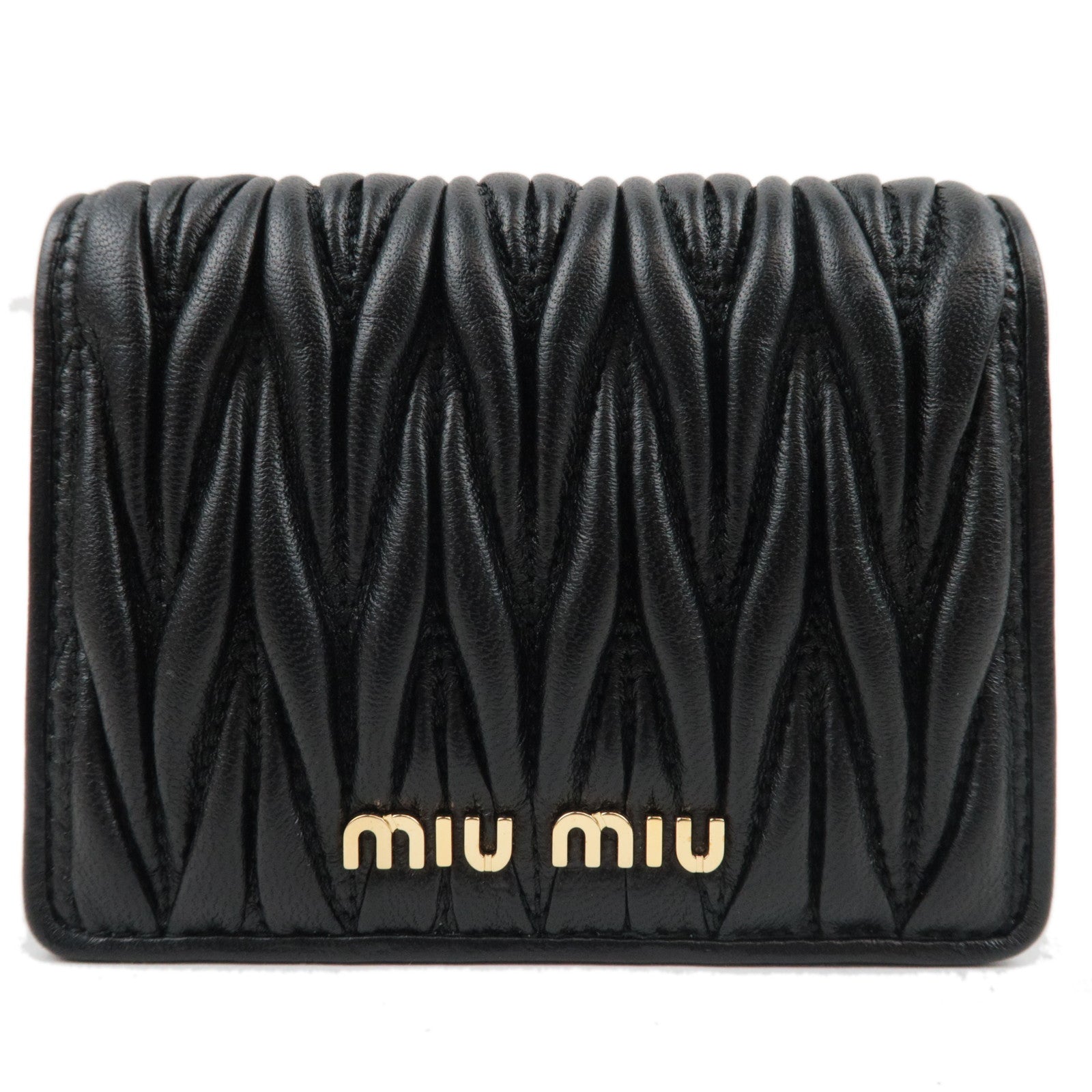 MIU MIU Matelasse Bifold Wallet Leather Black 5MV204 *Box80301