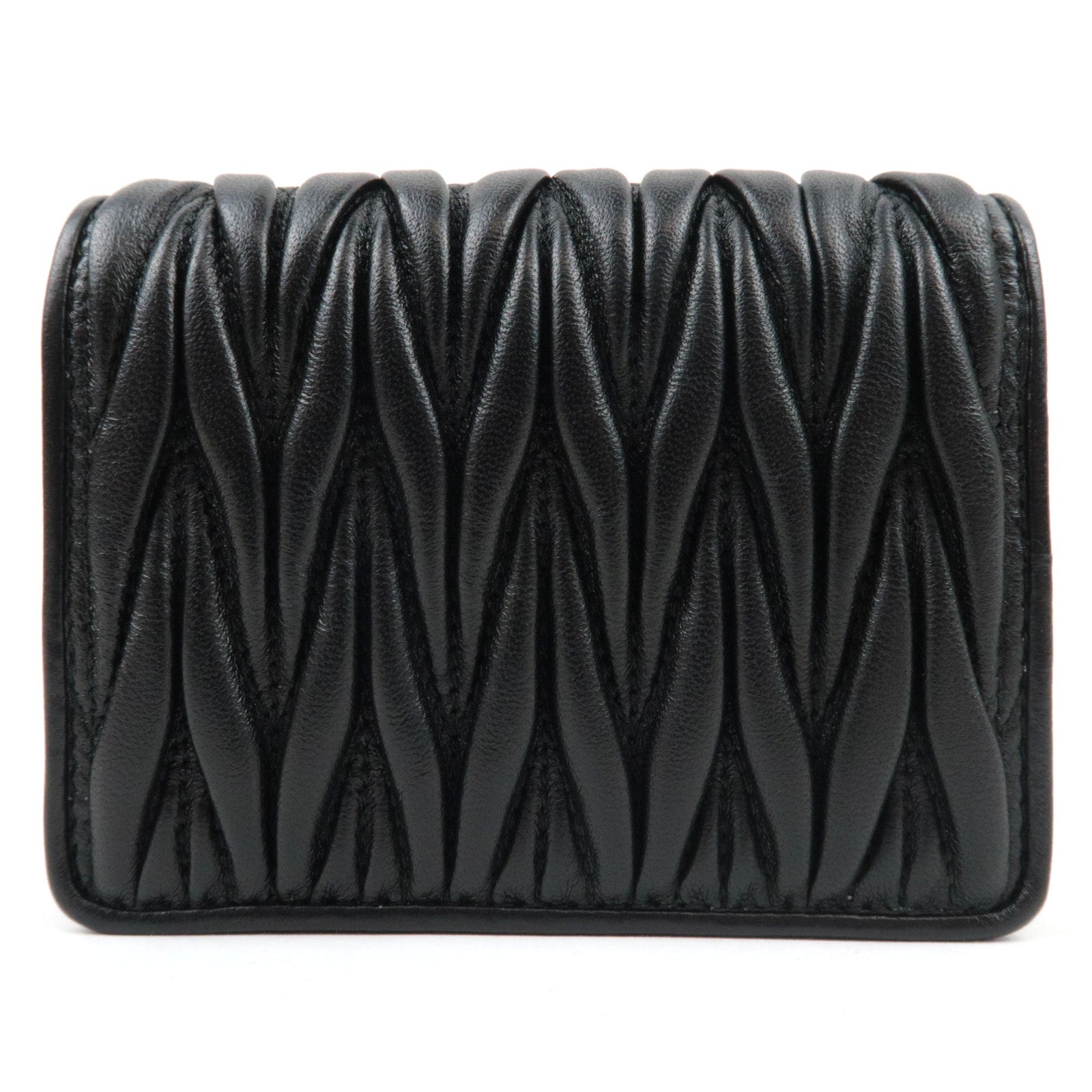 MIU MIU Matelasse Bifold Wallet Leather Black 5MV204 *Box