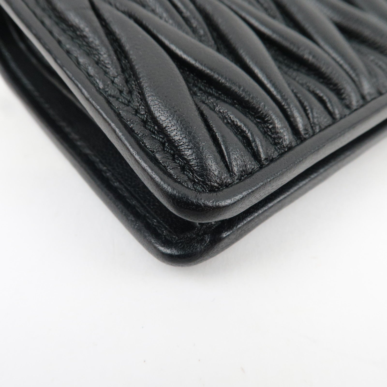 MIU MIU Matelasse Bifold Wallet Leather Black 5MV204 *Box