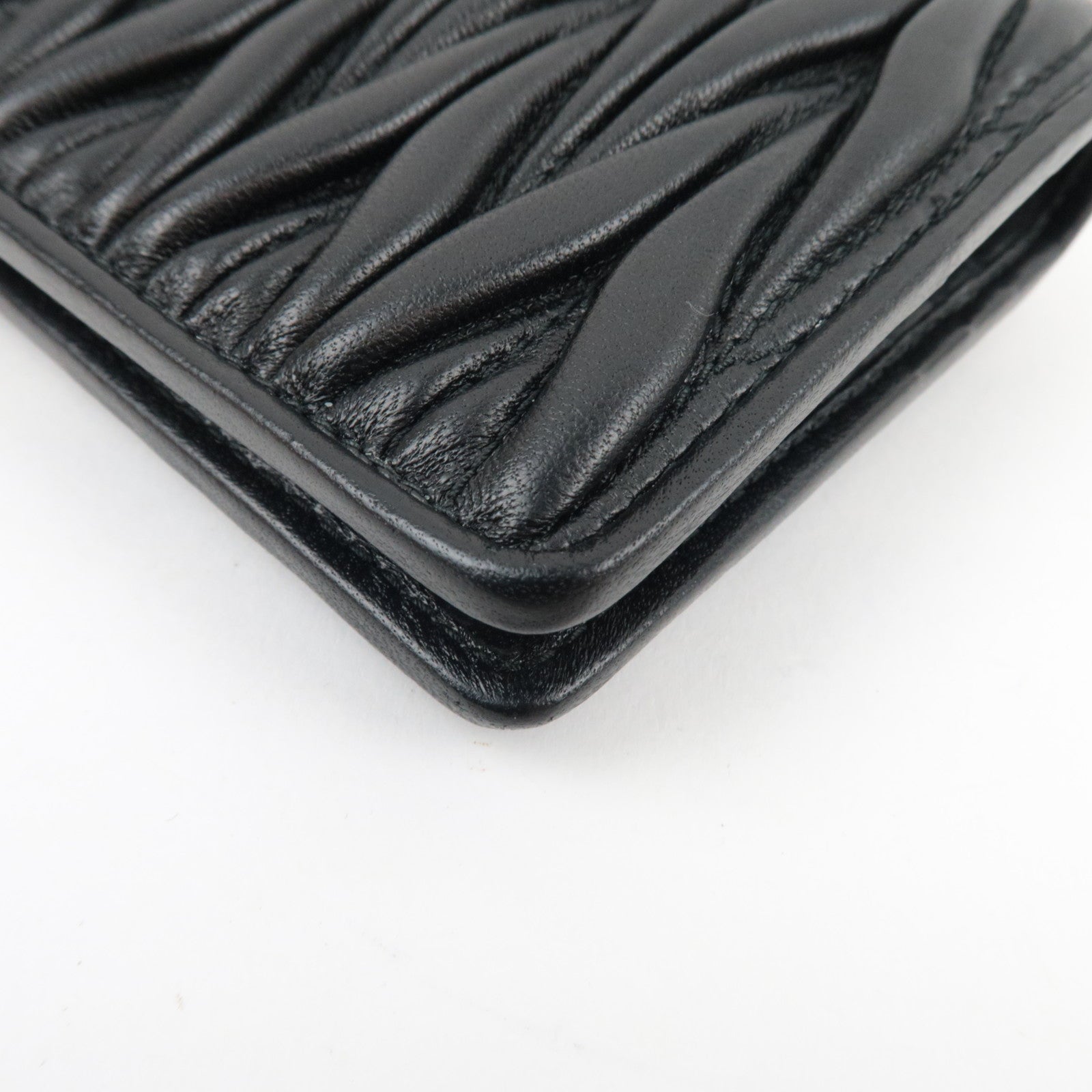 MIU MIU Matelasse Bifold Wallet Leather Black 5MV204 *Box