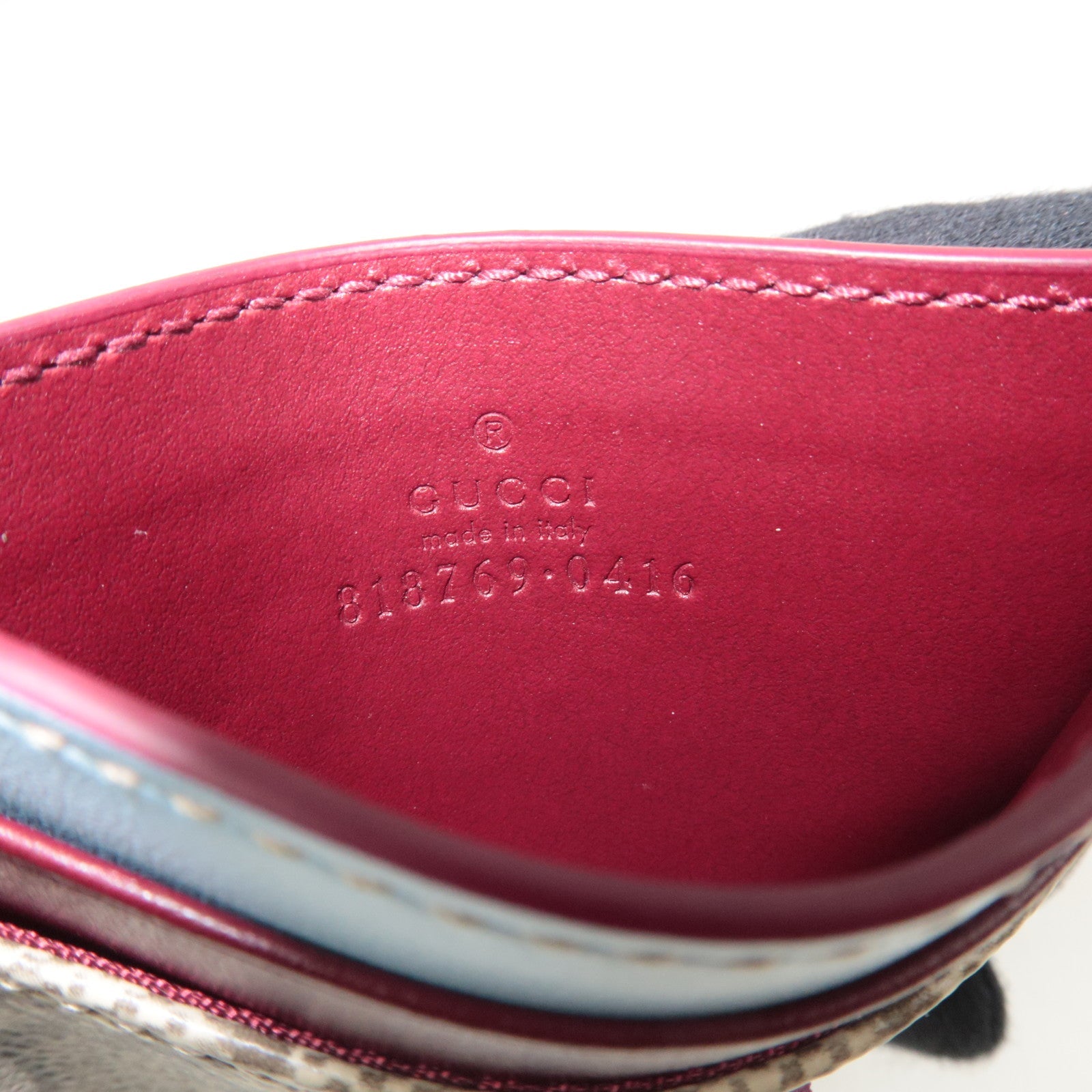 GUCCI Panda Detail Card Case GG Supreme Beige Light Blue 818769 *Box, Dust bag