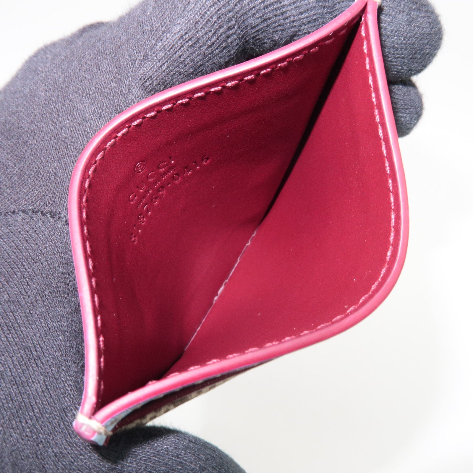 GUCCI Panda Detail Card Case GG Supreme Beige Light Blue 818769 *Box, Dust bag